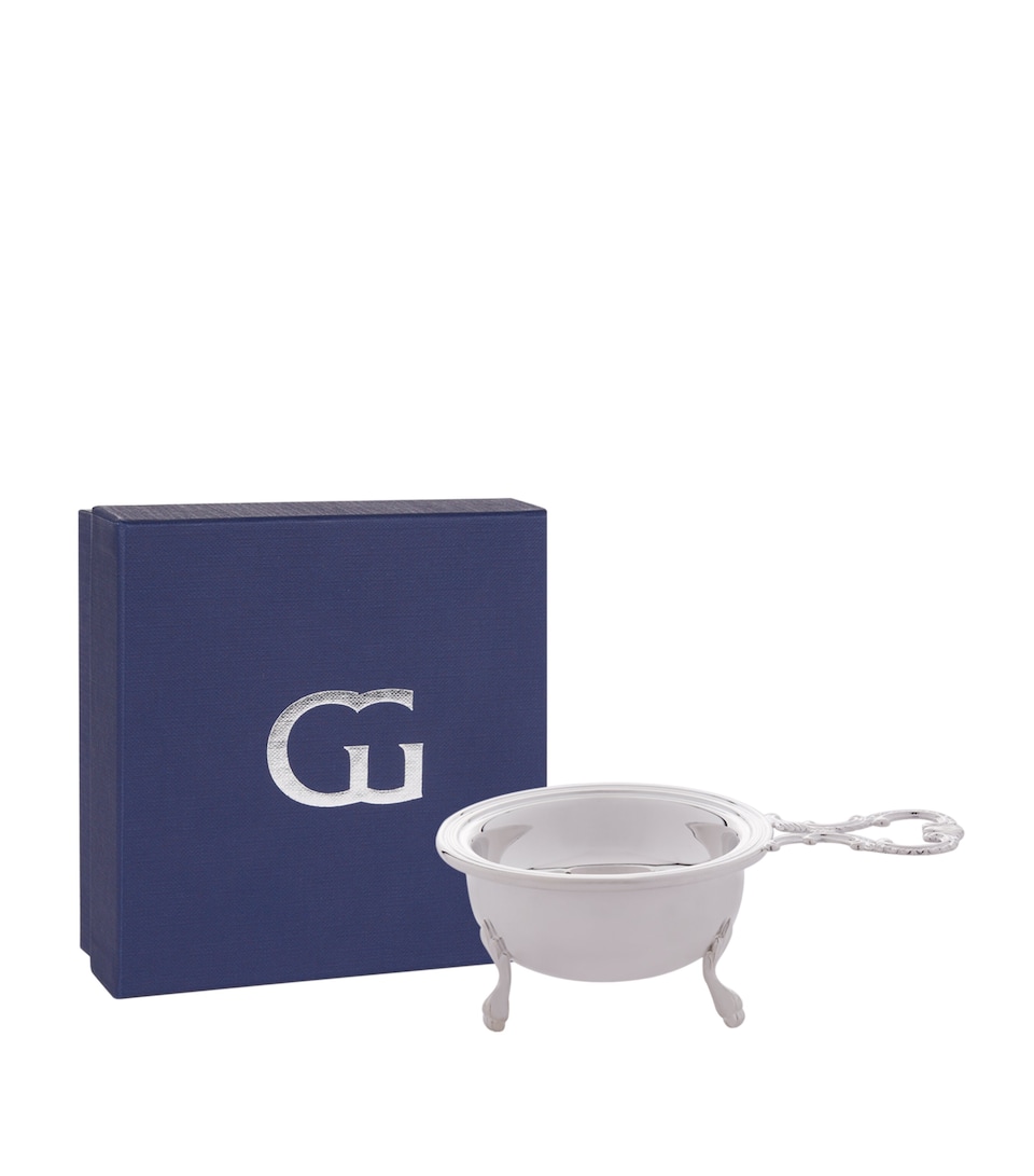 Georgian Silver Plated Tea Strainer With Drip Bowl