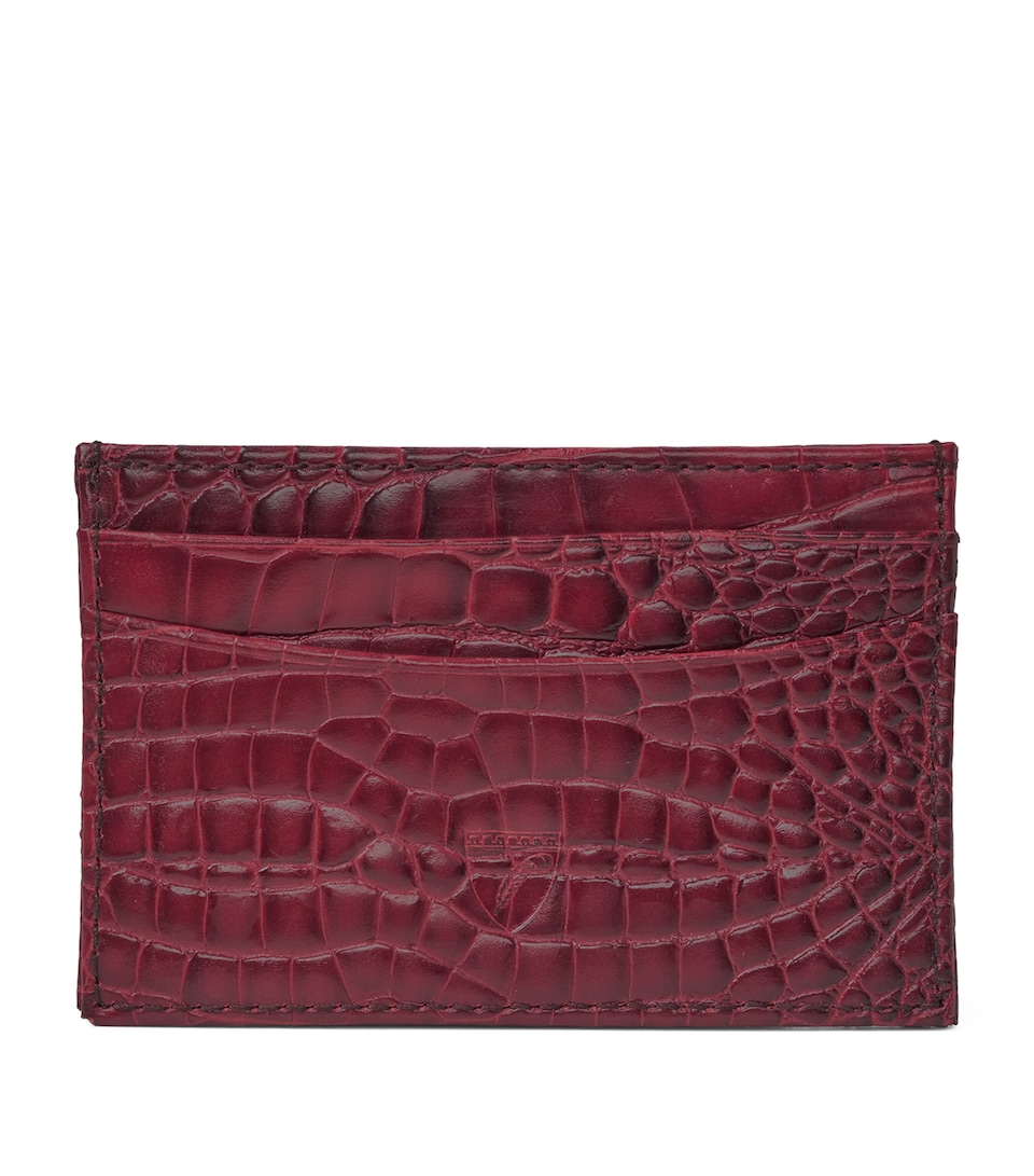 Croc-Embossed Leather Slim Card Holder