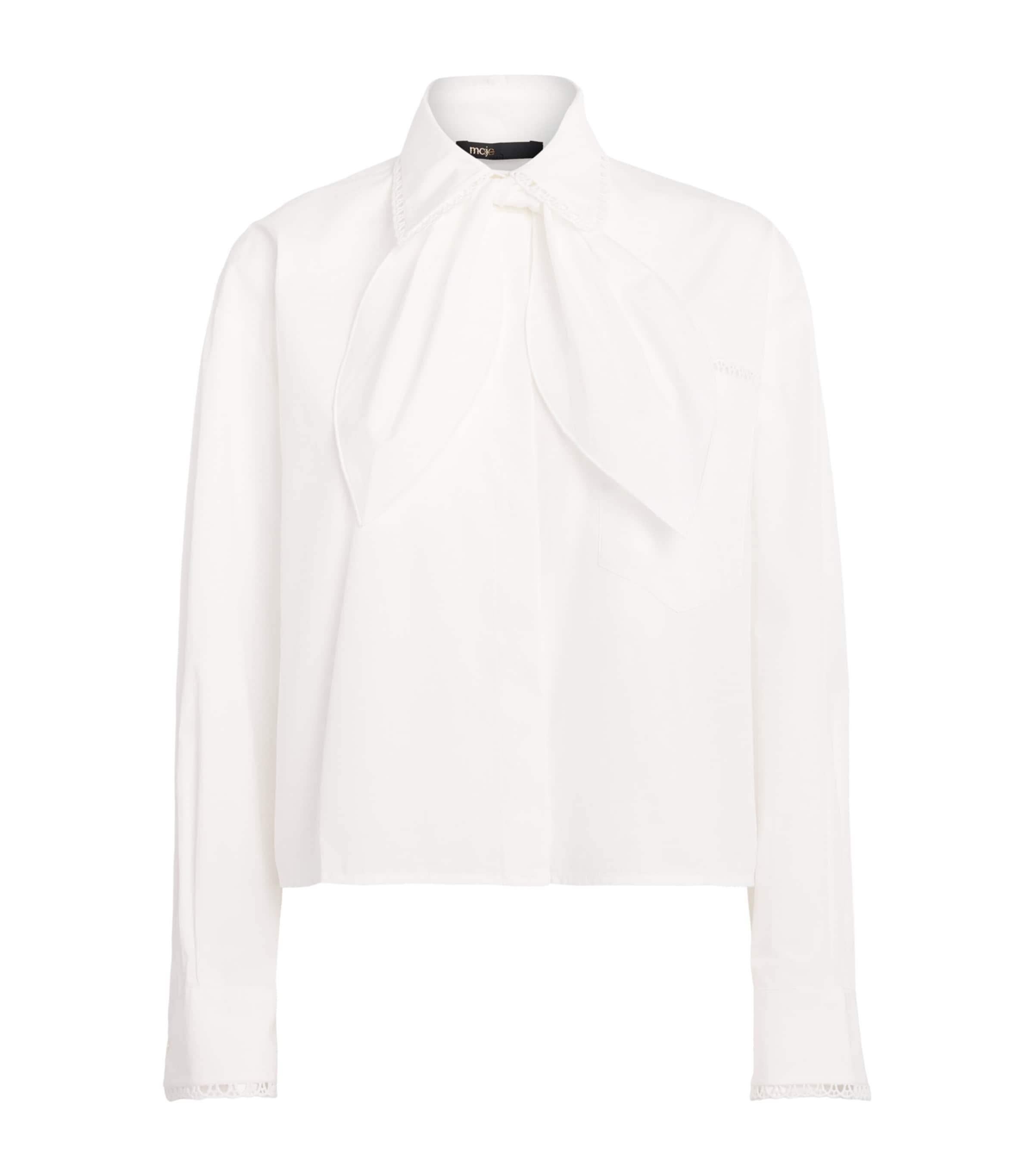 Maje Womens Crochet-Collar Shirt White