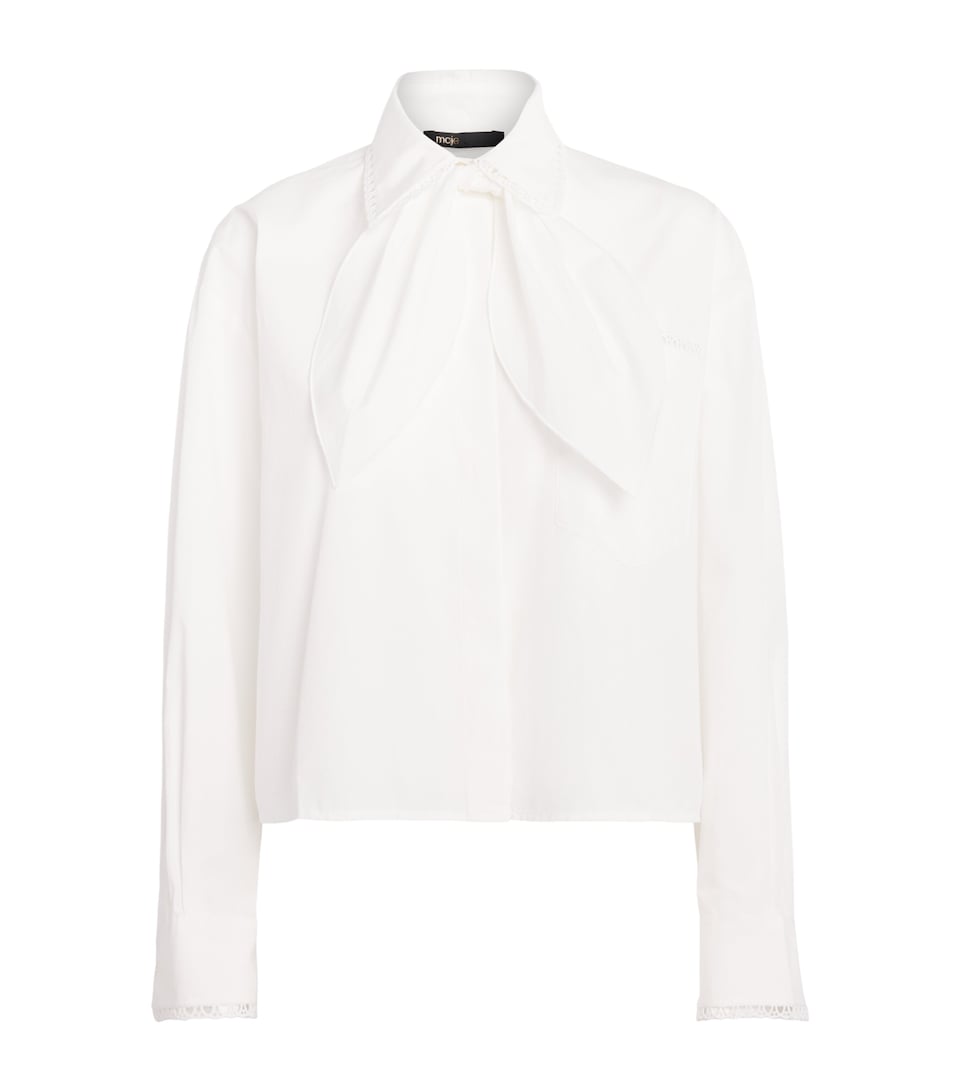 Maje Womens Crochet-Collar Shirt White