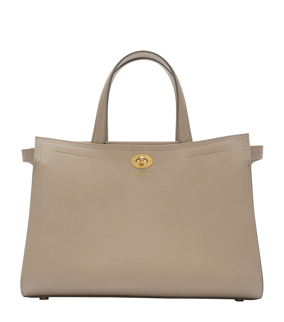 Burberry Small Leather Cotswolds Check Tote Bag Mushroom