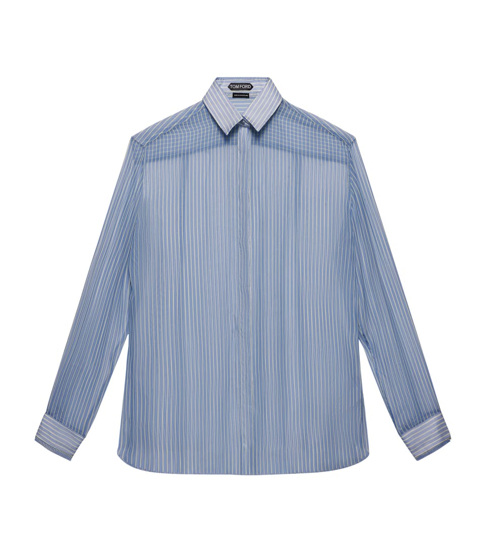 TOM FORD Womens Silk Chiffon Stripe Shirt Uwr