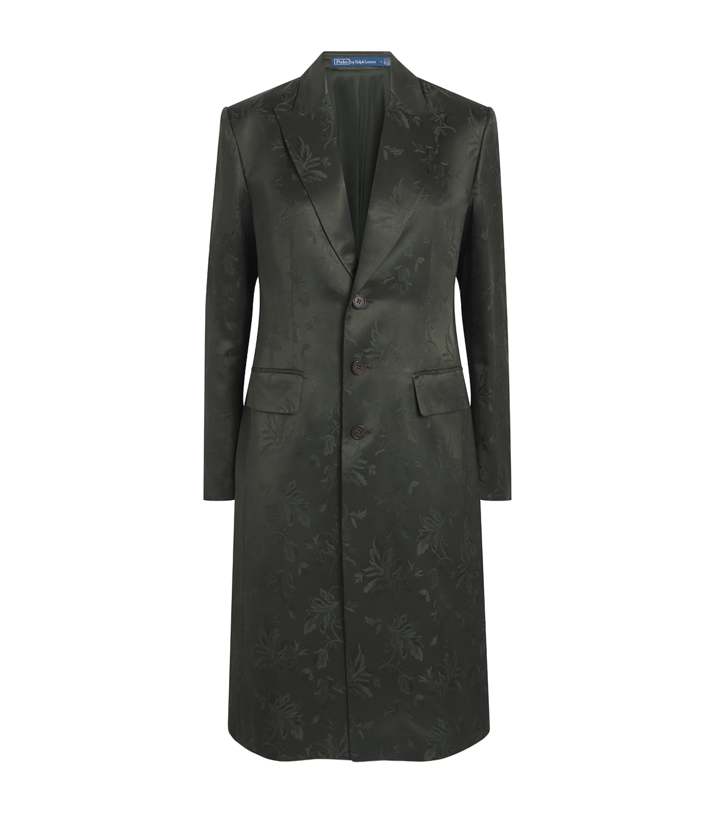 Polo Ralph Lauren Womens Floral Jacquard Longline Coat Evening Pine