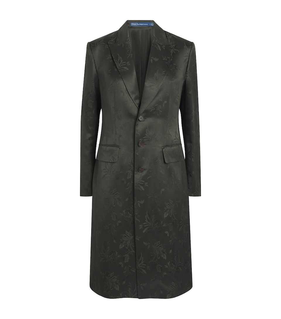 Polo Ralph Lauren Womens Floral Jacquard Longline Coat Evening Pine