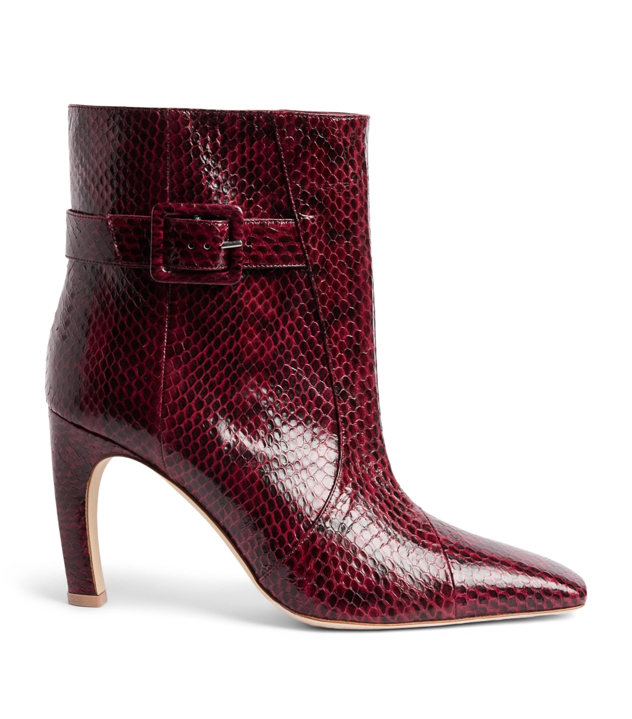 Malone Souliers Snakeskin Rowan Ankle Boots 90 Rosewood