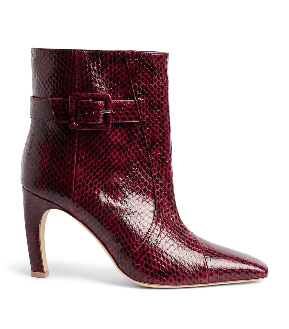 Malone Souliers Snakeskin Rowan Ankle Boots 90 Rosewood