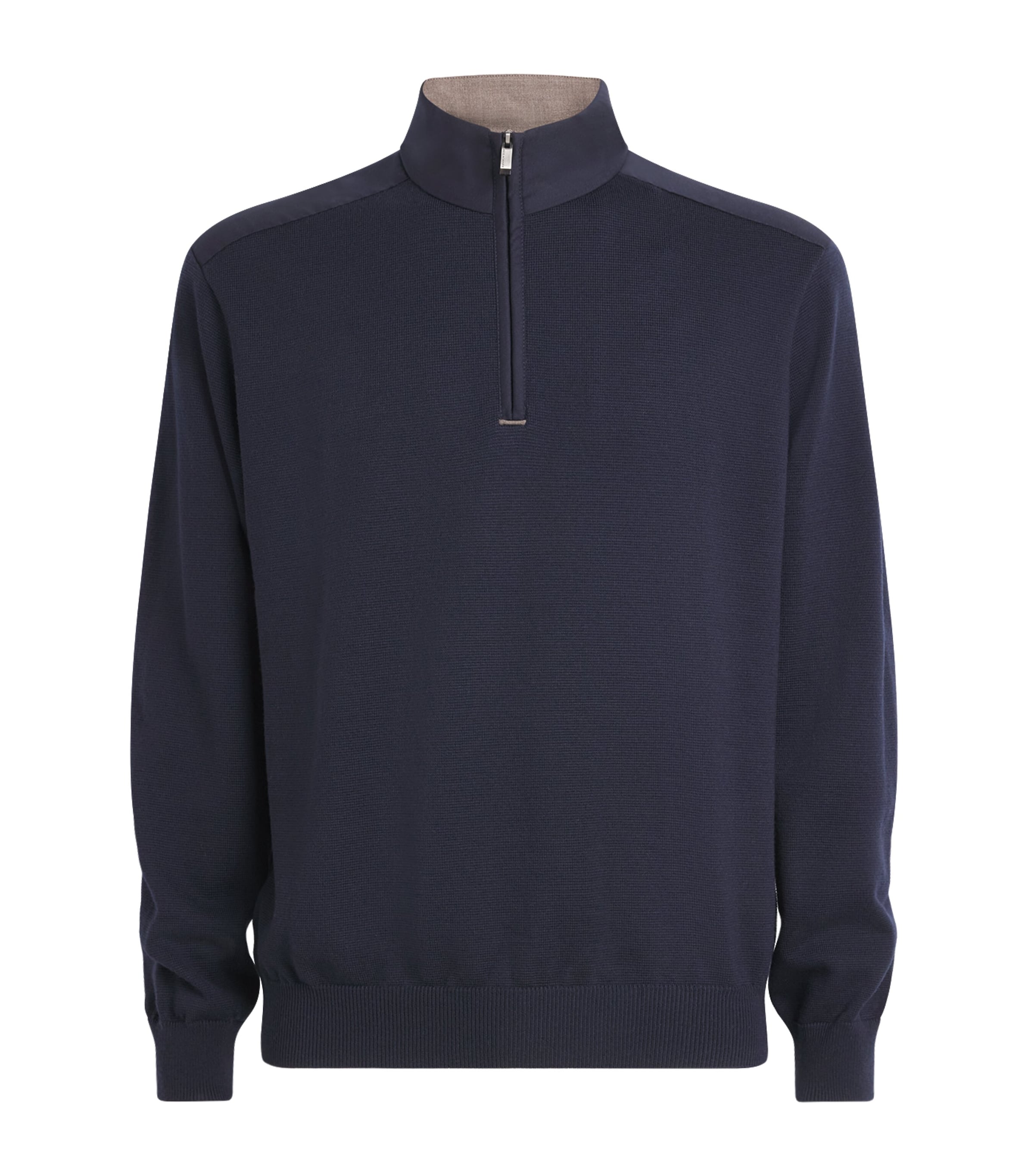 Paul & Shark Mens Virgin Wool Quarter-Zip Sweater Blu Scuro Tortra