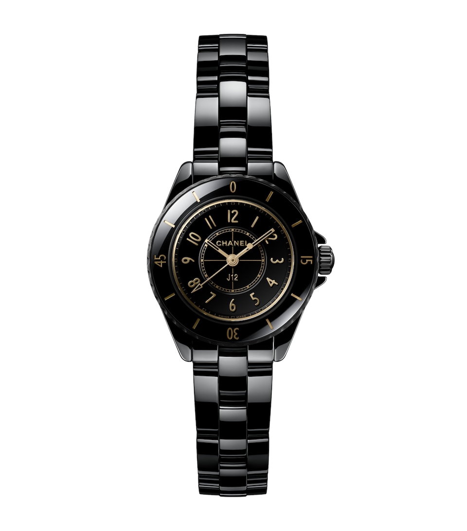 CHANEL Ceramic and Steel J12 Golden Black Watch 28mm