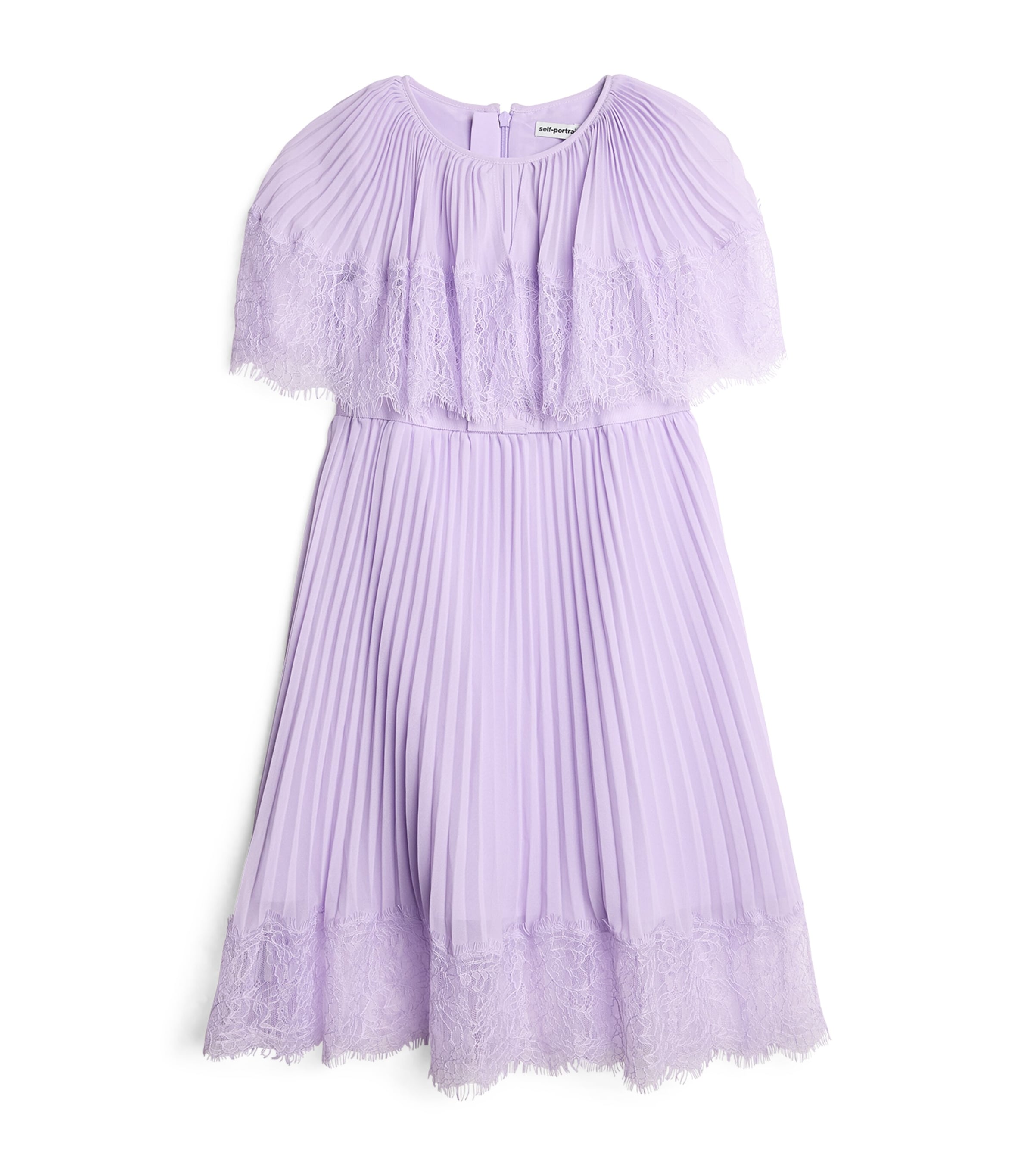 Self-Portrait Kids Chiffon Cape-Detail Dress (3-12 Years) Lilac