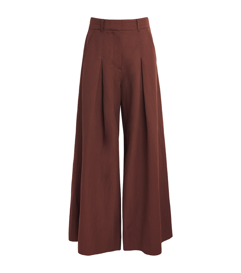 ME+EM Womens Pleated Wide-Leg Trousers Cinnamon Brown