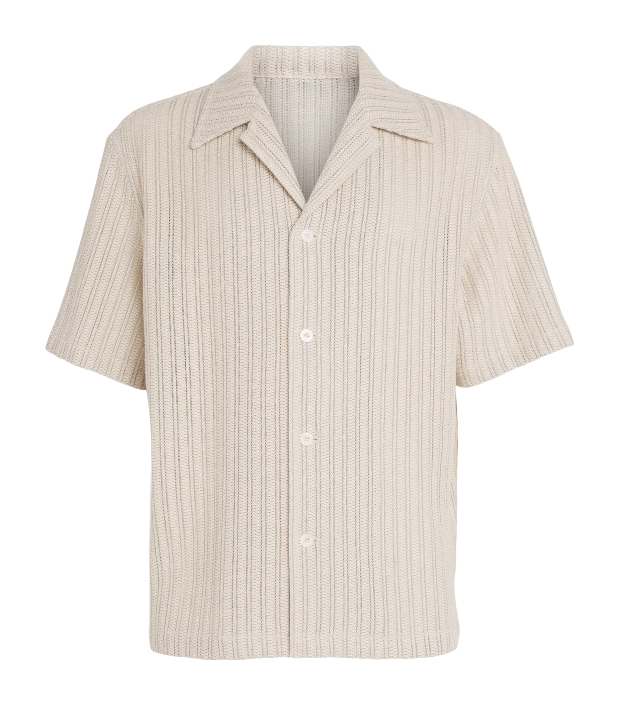 System Mens Knitted Short-Sleeve Shirt Light Beige