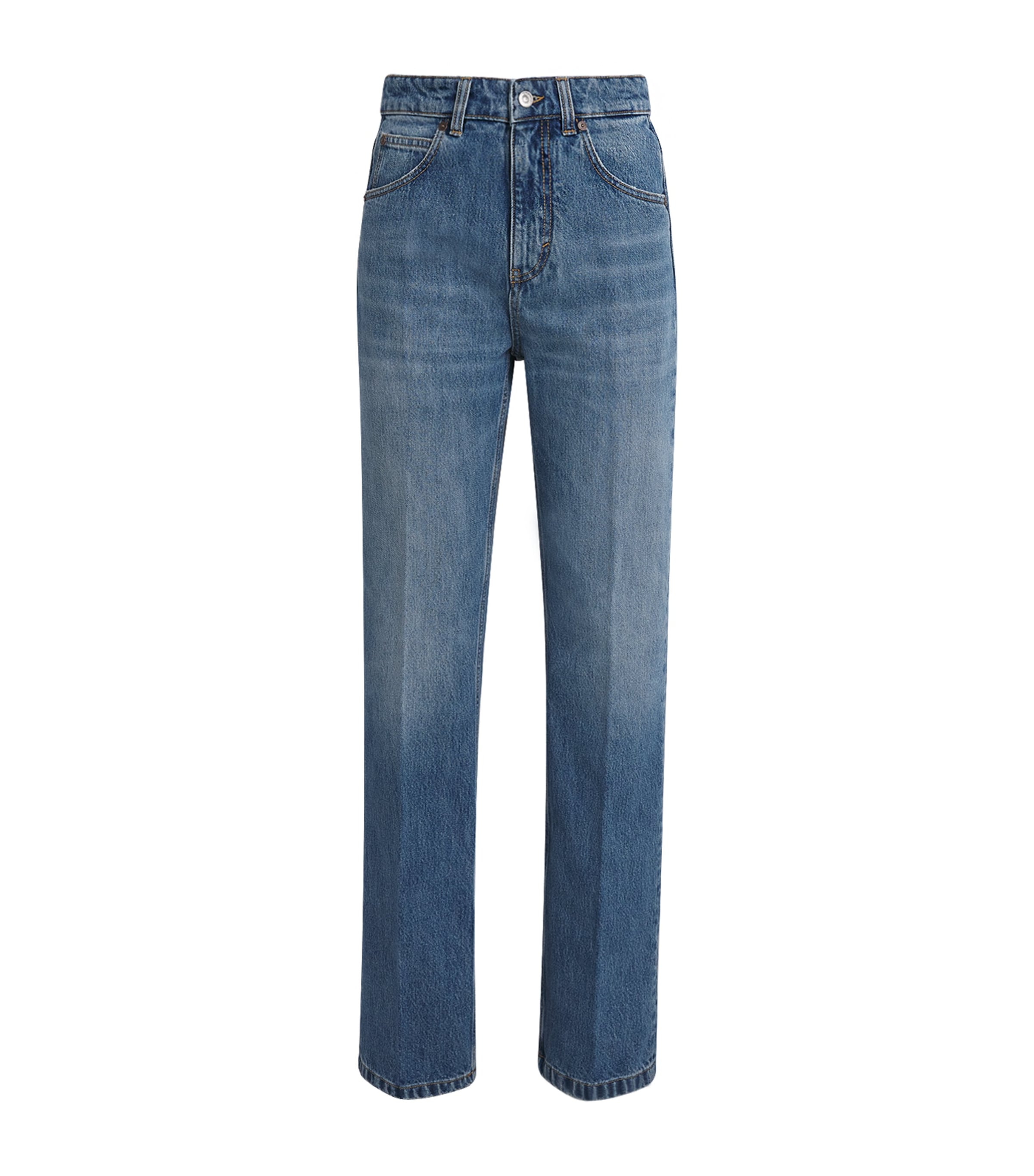 Victoria Beckham Womens Julia Straight Jeans Worn Blue Wash