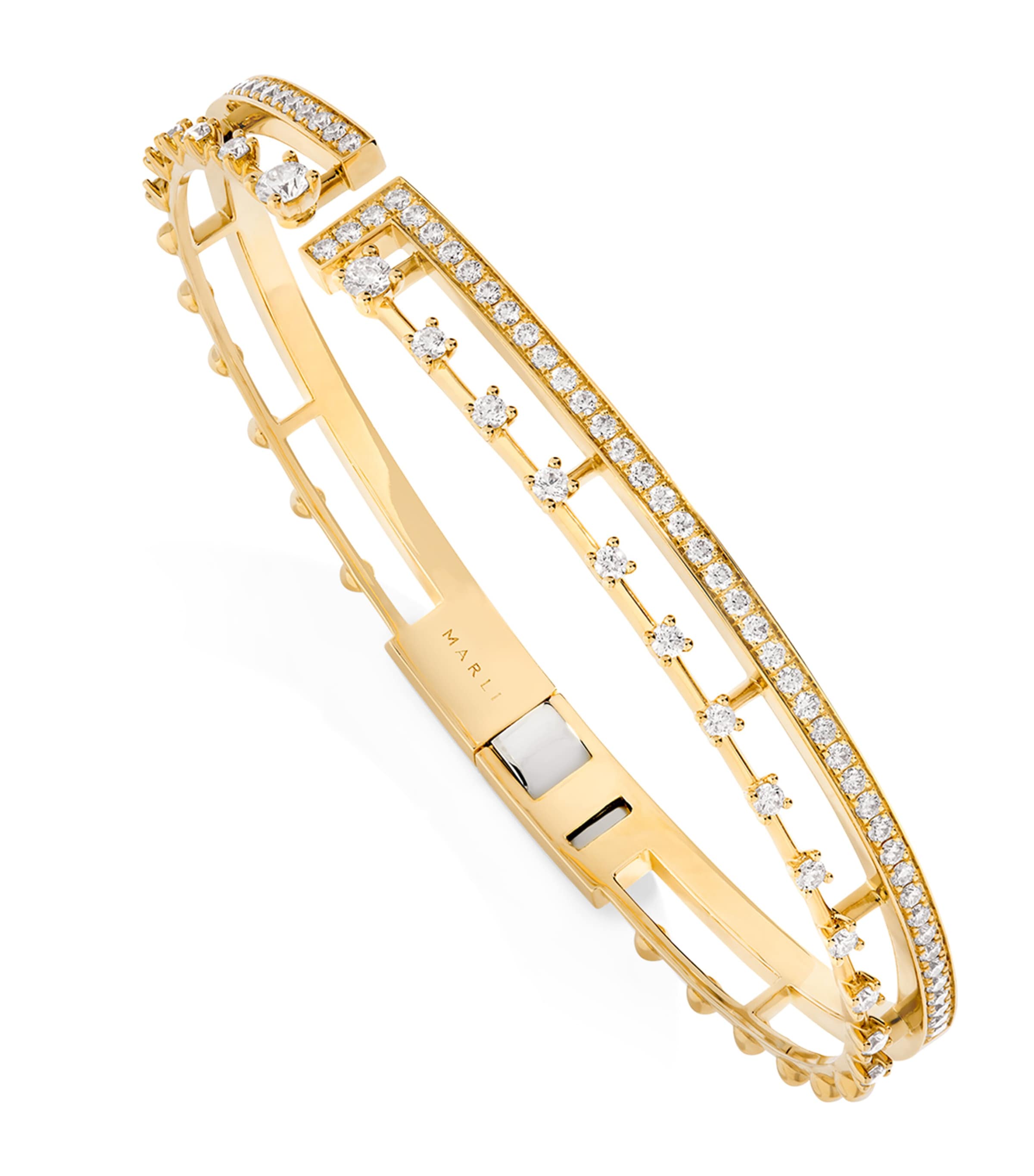 Small Yellow Gold and Diamond Avenues Bangle