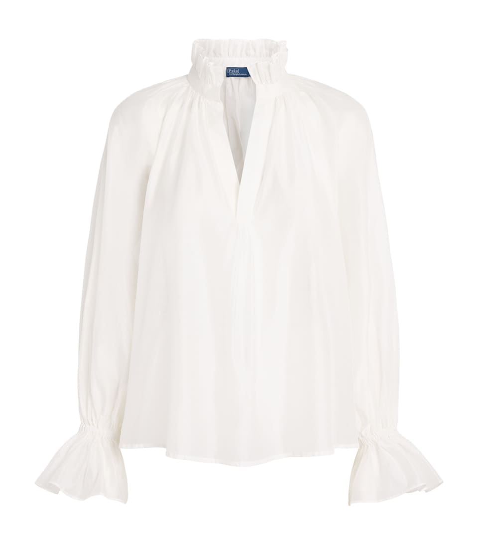 Polo Ralph Lauren Womens Cotton-Silk Lina Blouse White