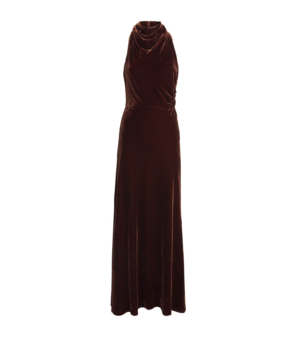 Velvet Draped Maxi Dress