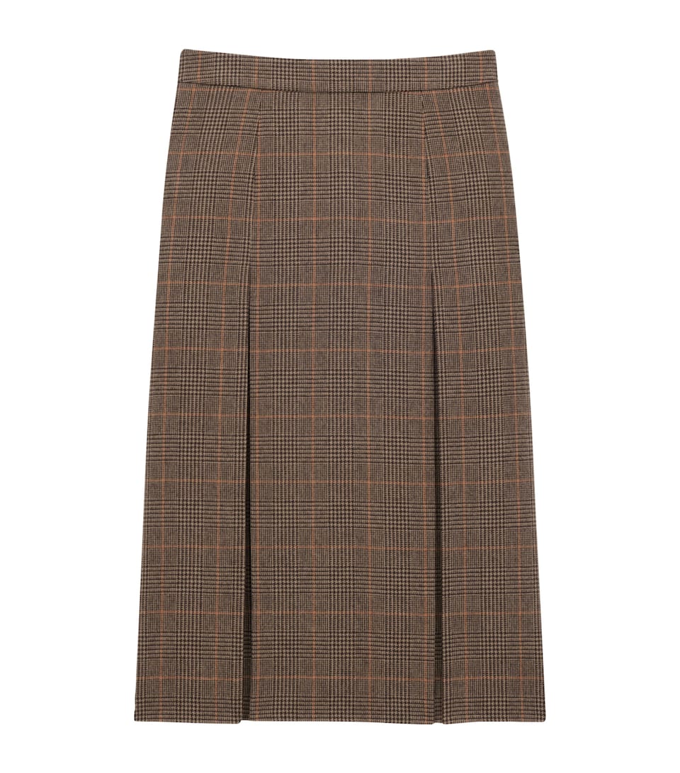 Check Print Midi Skirt