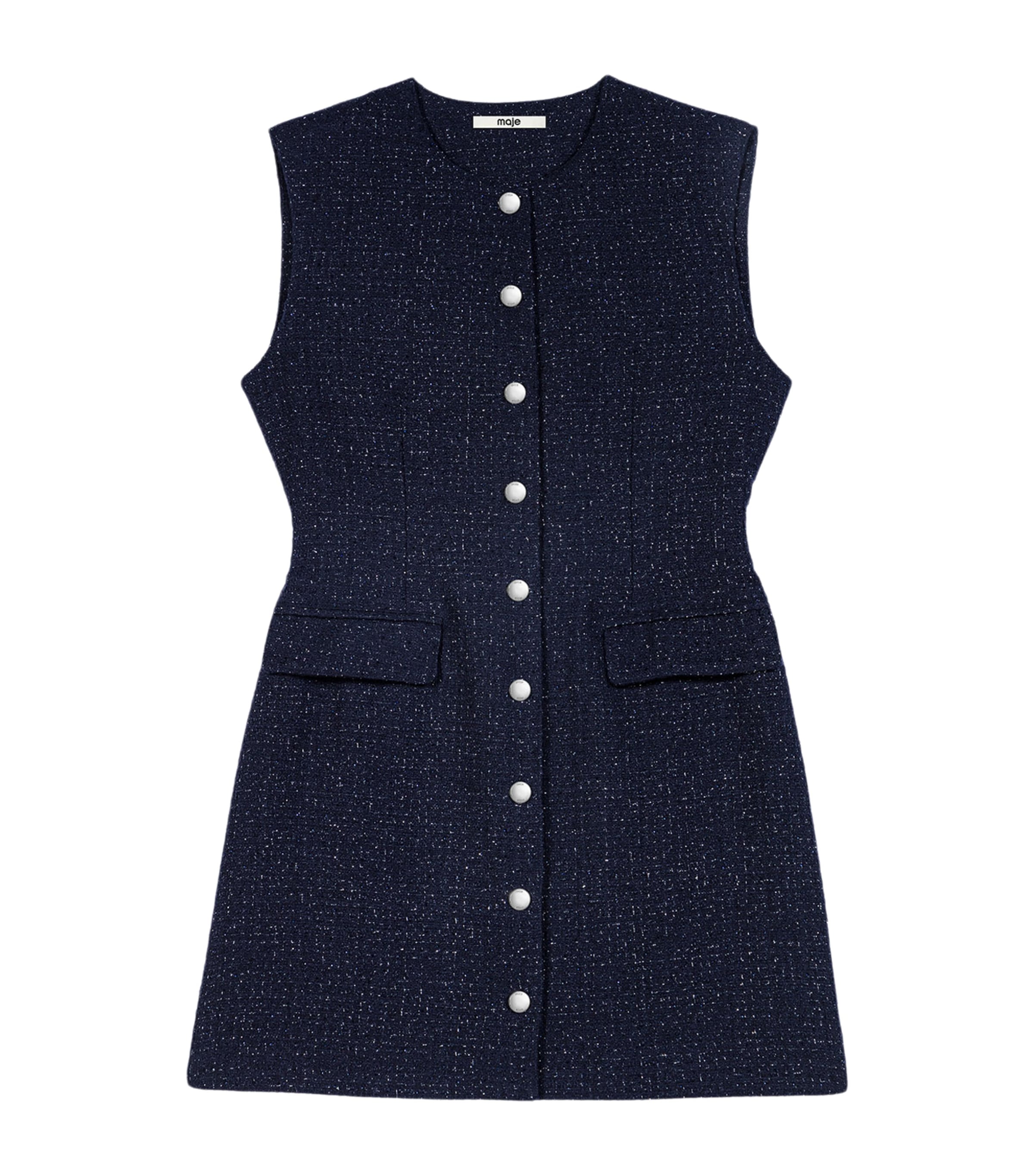 Maje Womens Lurex Tweed Mini Dress Navy