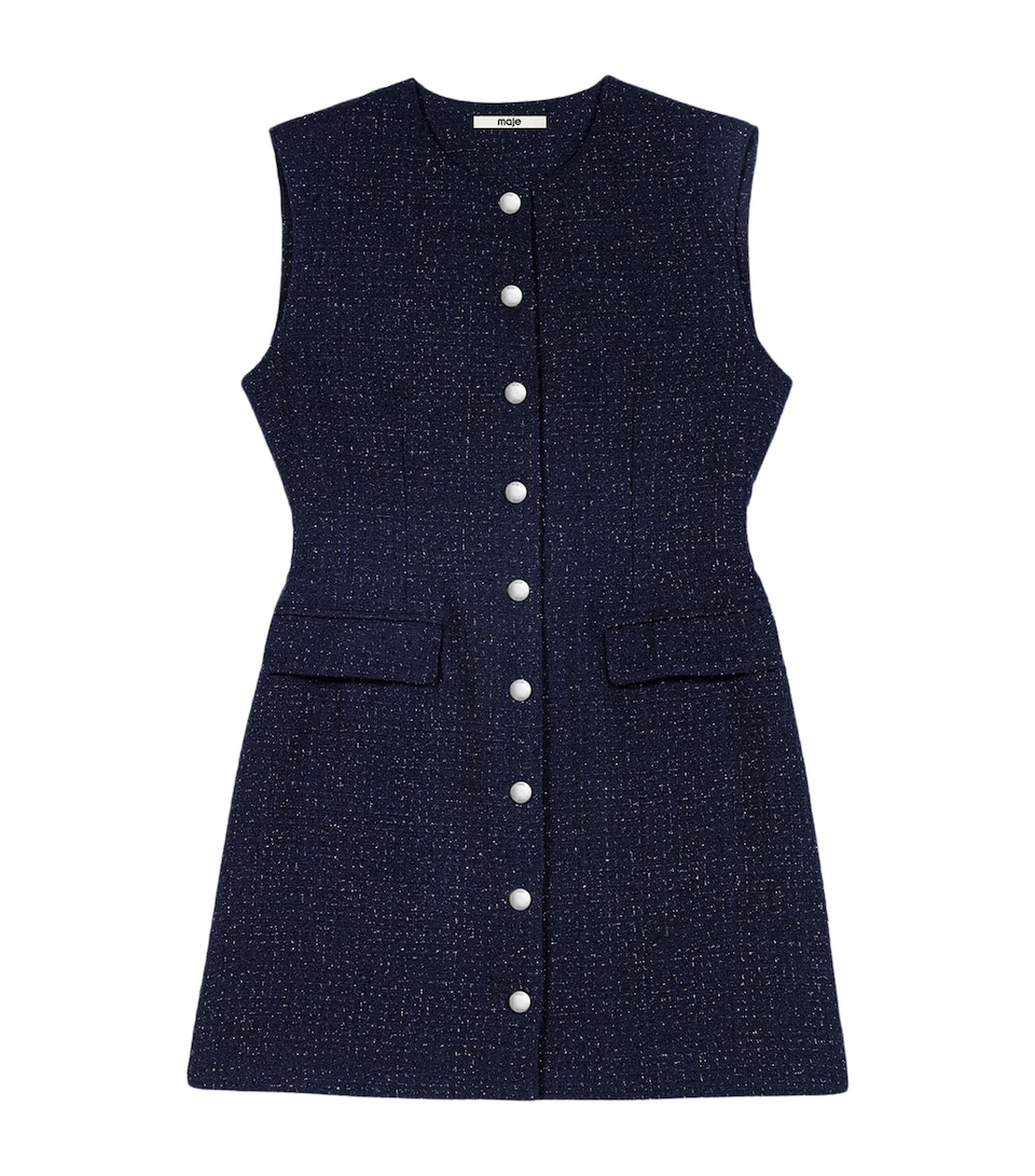 Maje Womens Lurex Tweed Mini Dress Navy