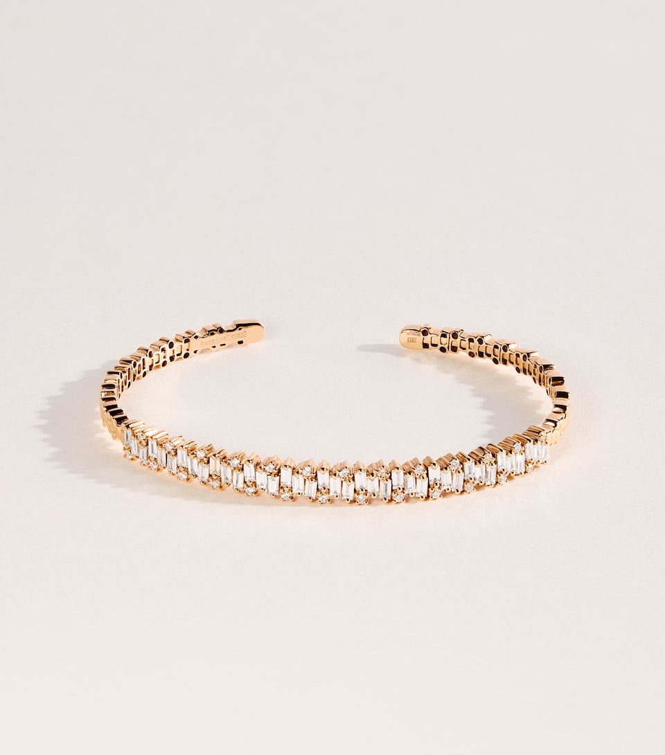 Suzanne Kalan Rose Gold and Diamond Classic Shimmer Bangle Rg/wd