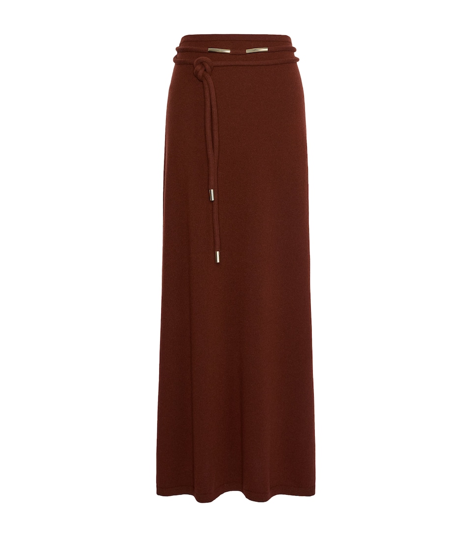 Max Mara Womens Cashmere String-Belt Maxi Skirt Rust