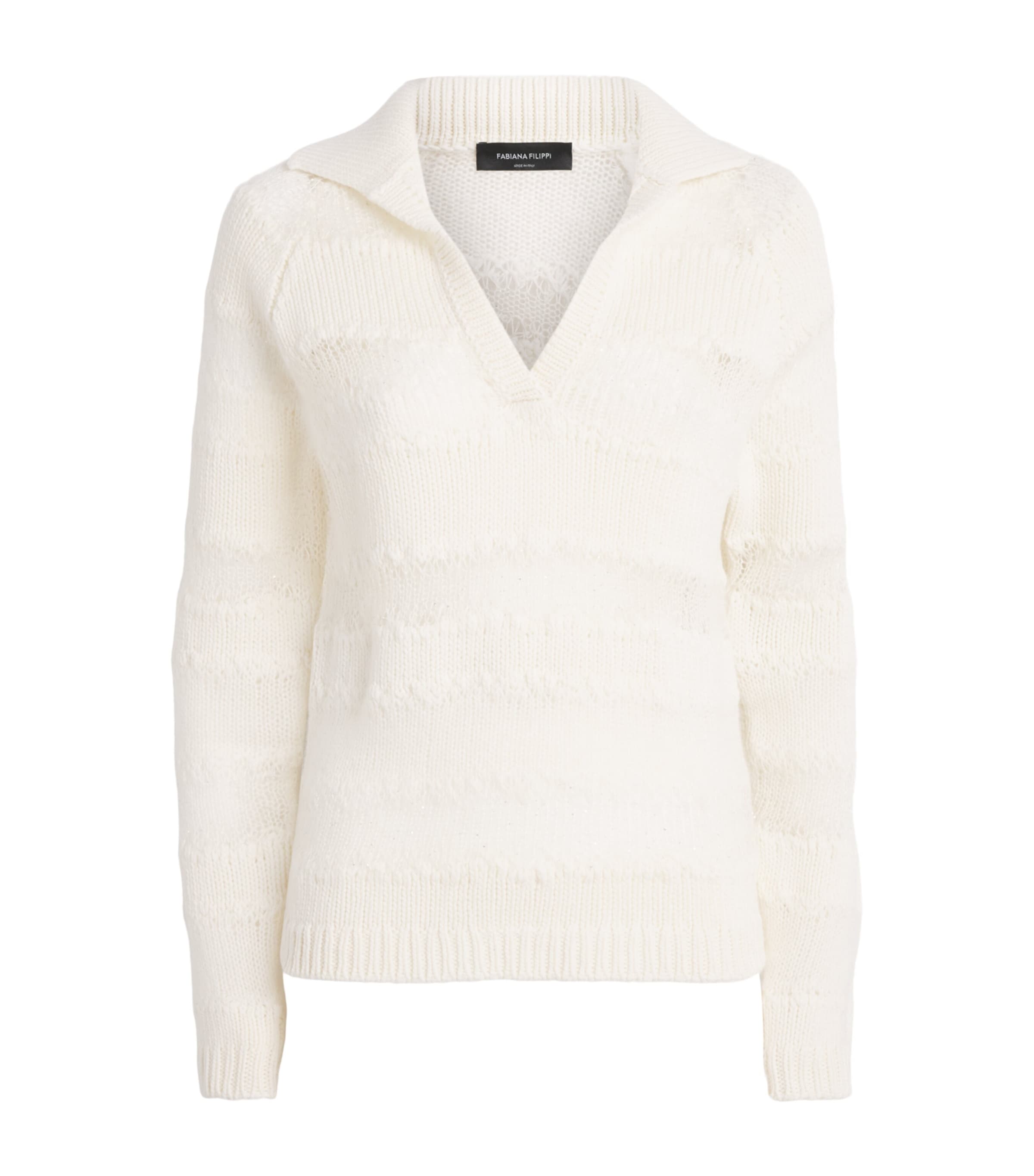 Fabiana Filippi Womens Merino Wool-Blend Polo Sweater Rafia