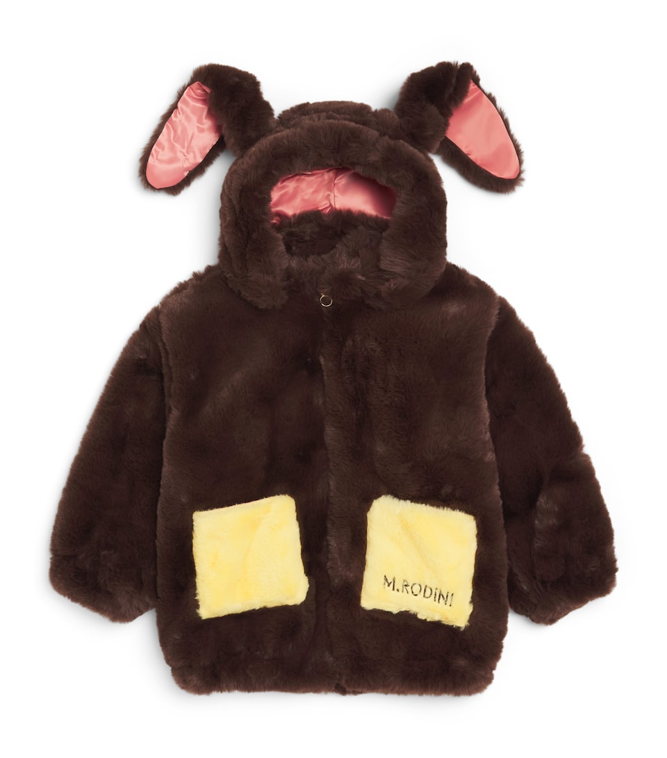Mini Rodini Faux Fur Rabbit Ears Jacket (3-11 Years) Brown