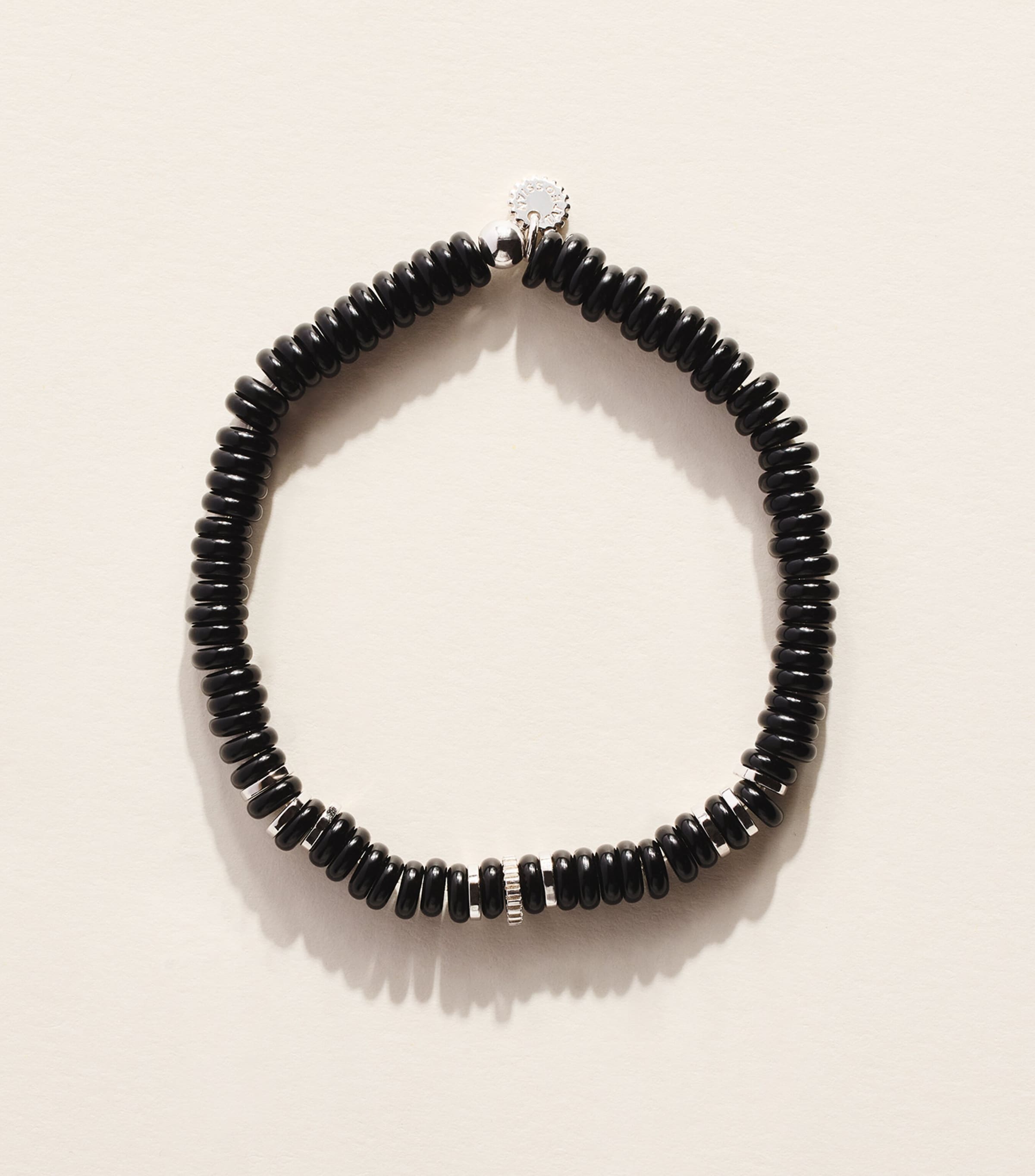 Tateossian Black Agate Disc Bracelet Black