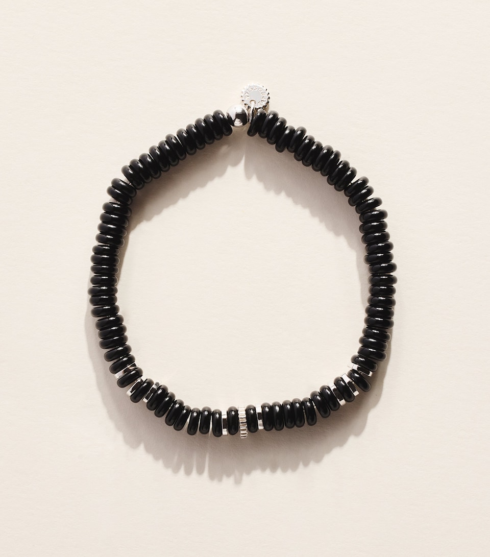 Tateossian Black Agate Disc Bracelet Black
