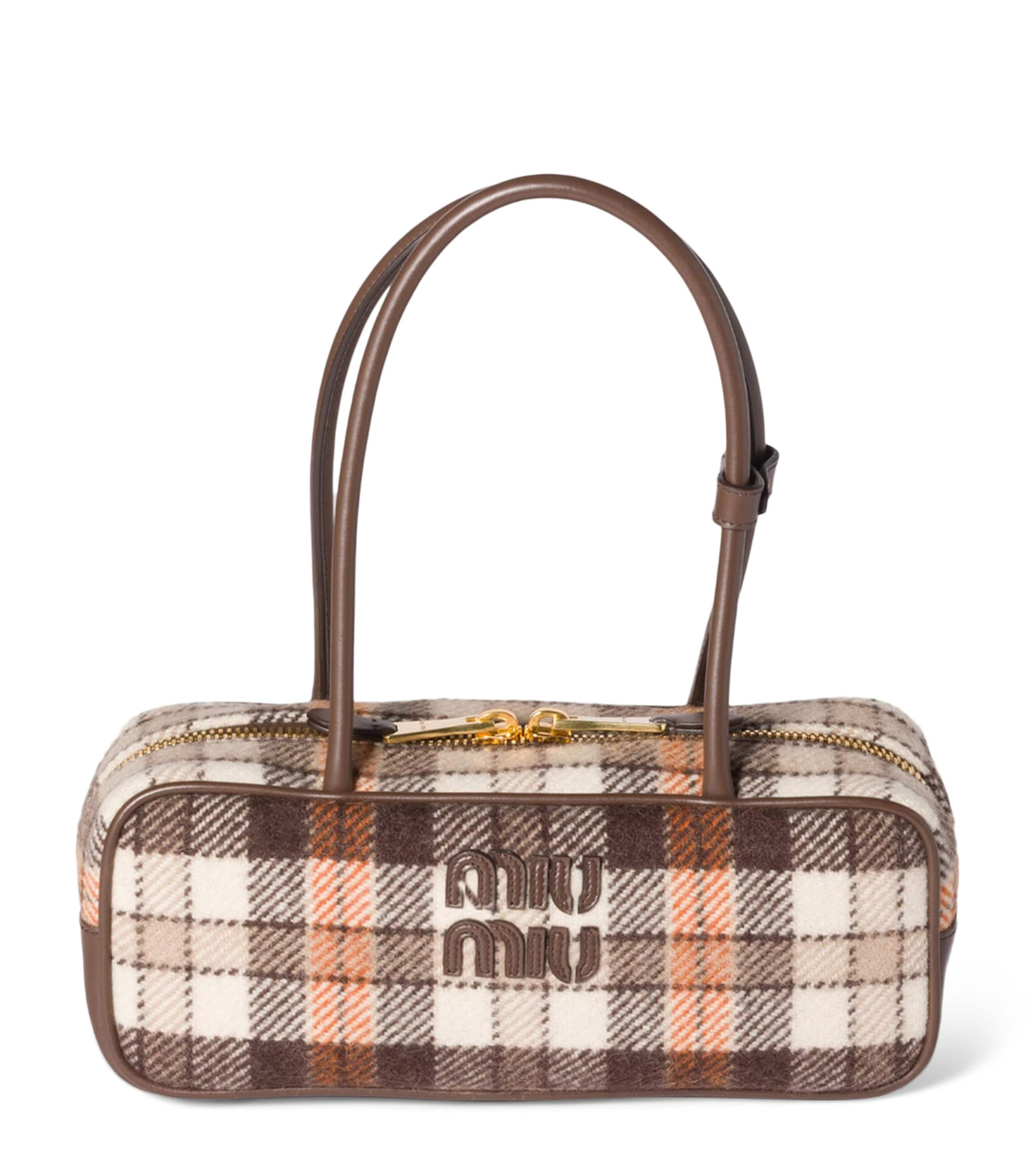 Plaid Leather-Trim Beau Top-Handle Bag