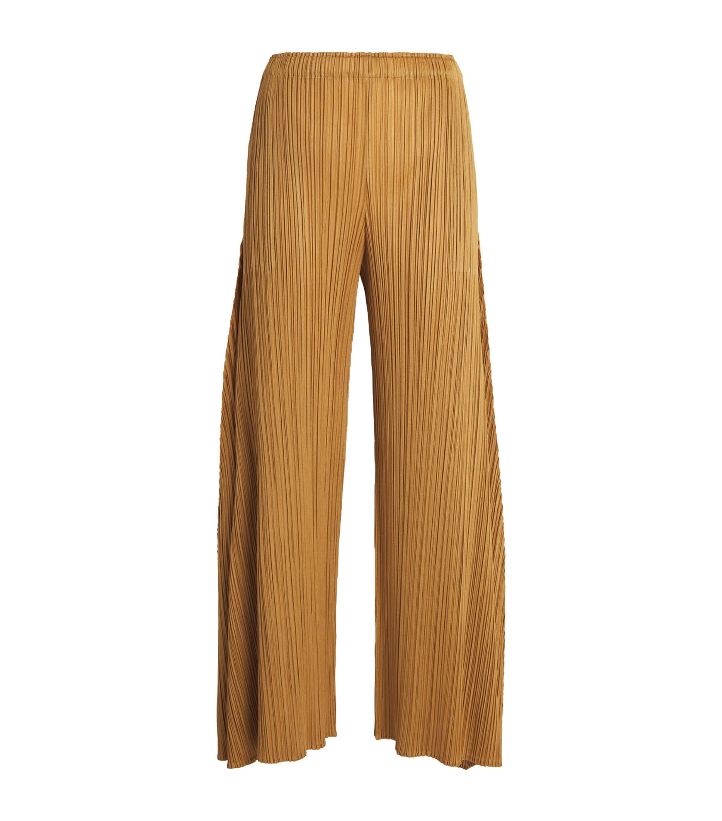Pleats Please Issey Miyake Womens Efficient Square 2 Trousers Camel Brown