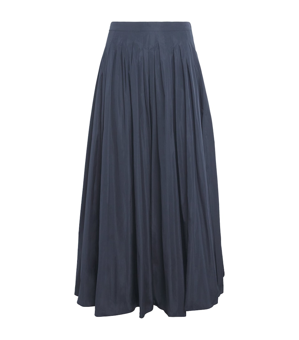 Taffeta Pleated Maxi Skirt