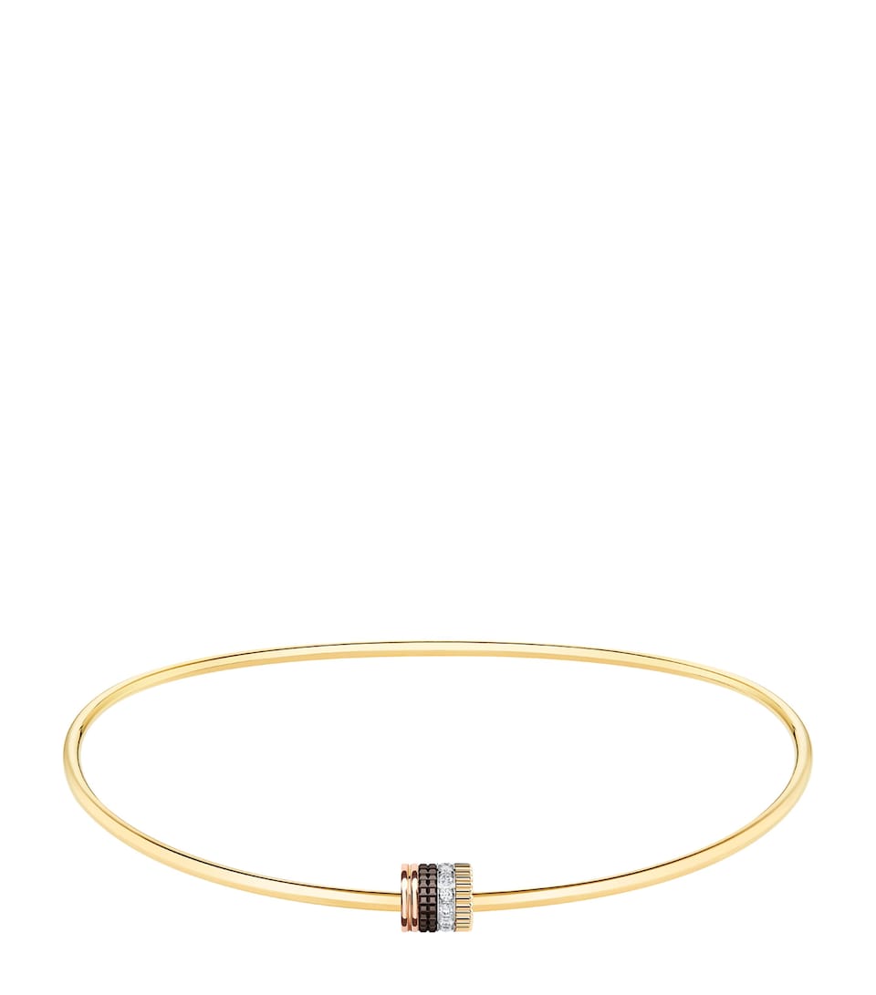 Boucheron Small Mixed Gold and Diamond Quatre Classique Necklace Yellow Gold