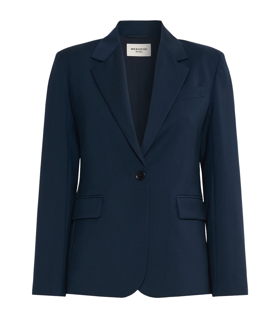 Weekend Max Mara Womens Virgin Wool Blazer Navy