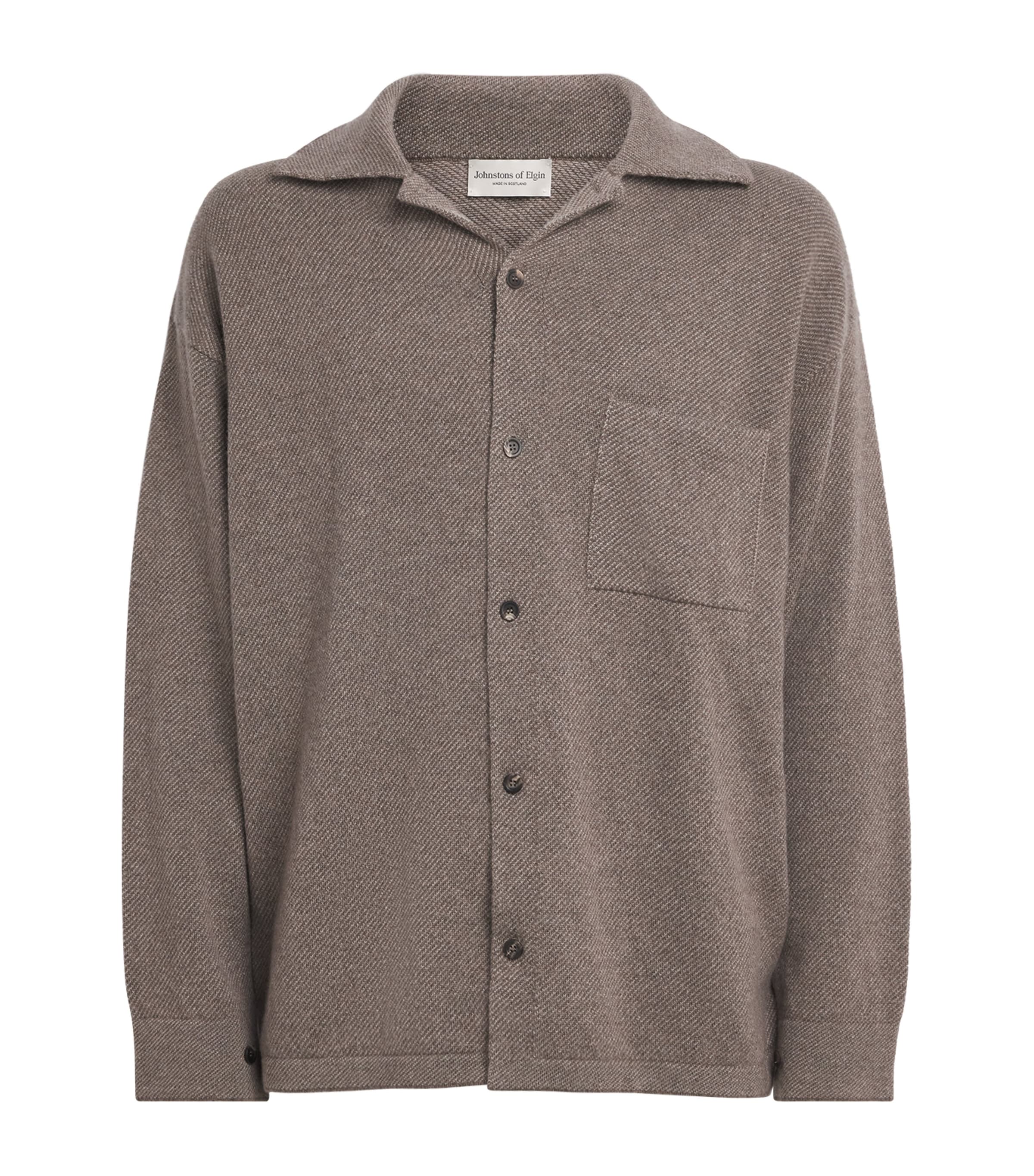 Johnstons Of Elgin Mens Cashmere Tweel Overshirt Heathcot