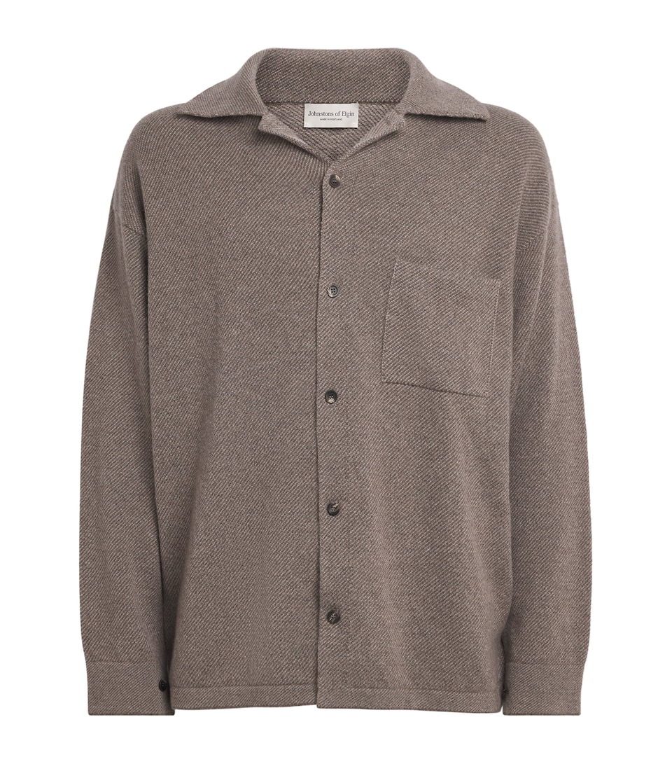 Johnstons Of Elgin Mens Cashmere Tweel Overshirt Heathcot