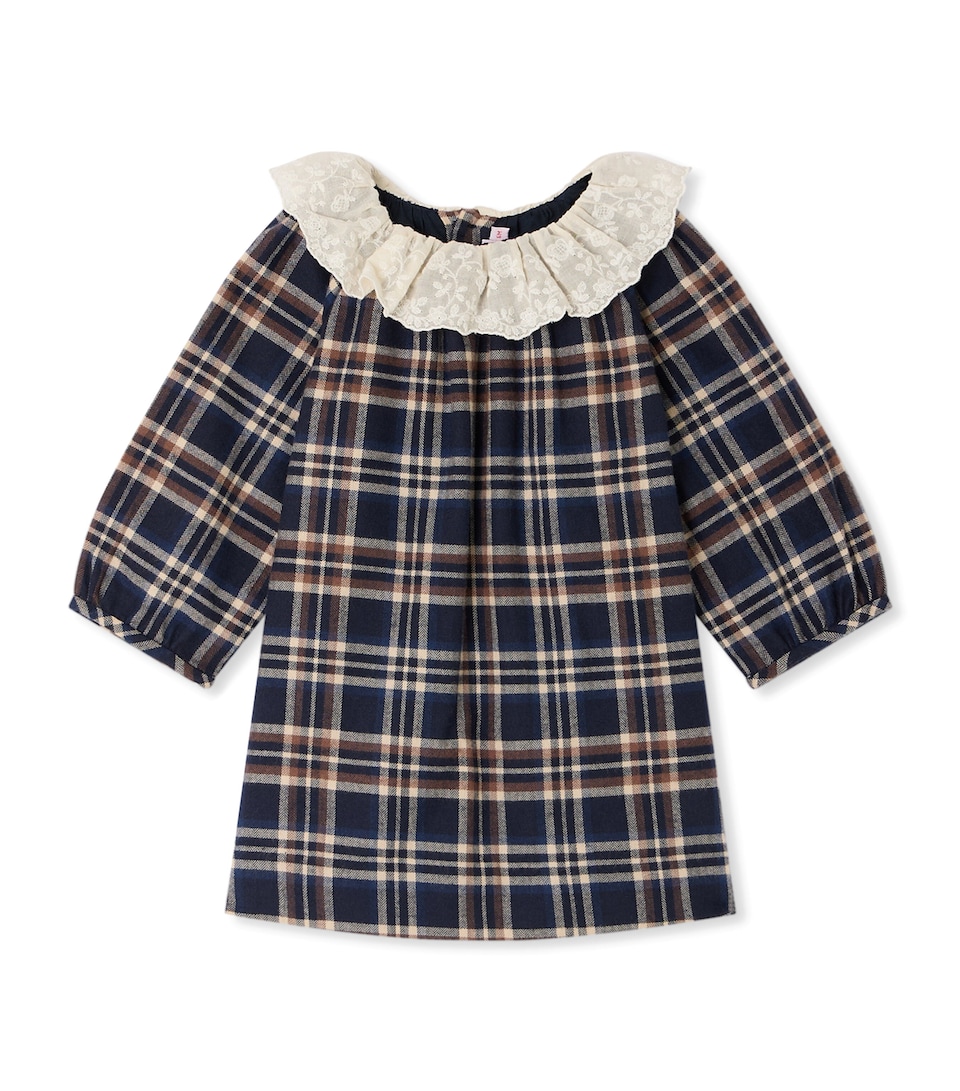 Bonpoint Cotton Plaid Collared Dress (6-18 Months) Carreaux Marine