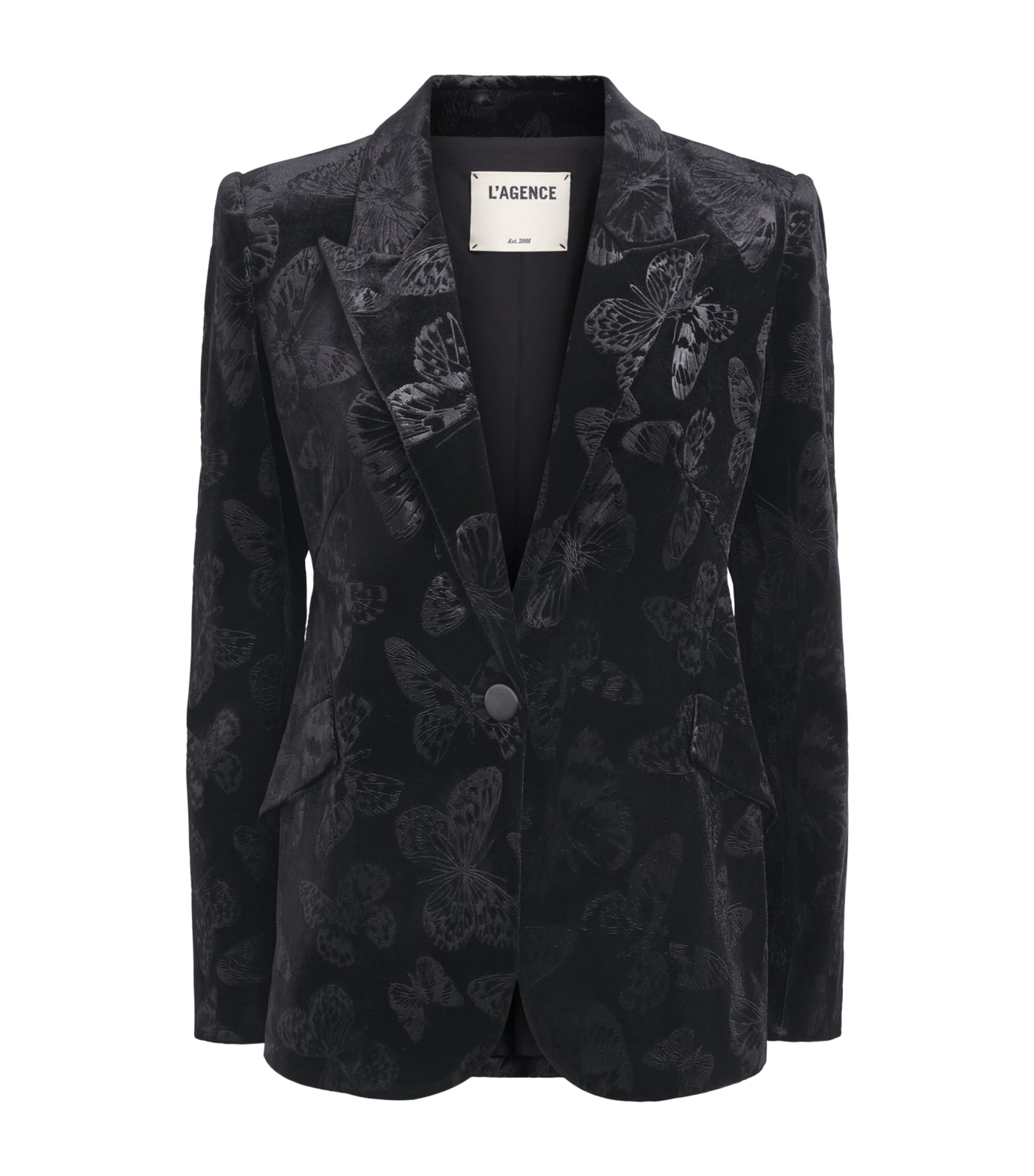 L'Agence Womens Velvet Chamberlain Blazer Black Butterfly Blbu