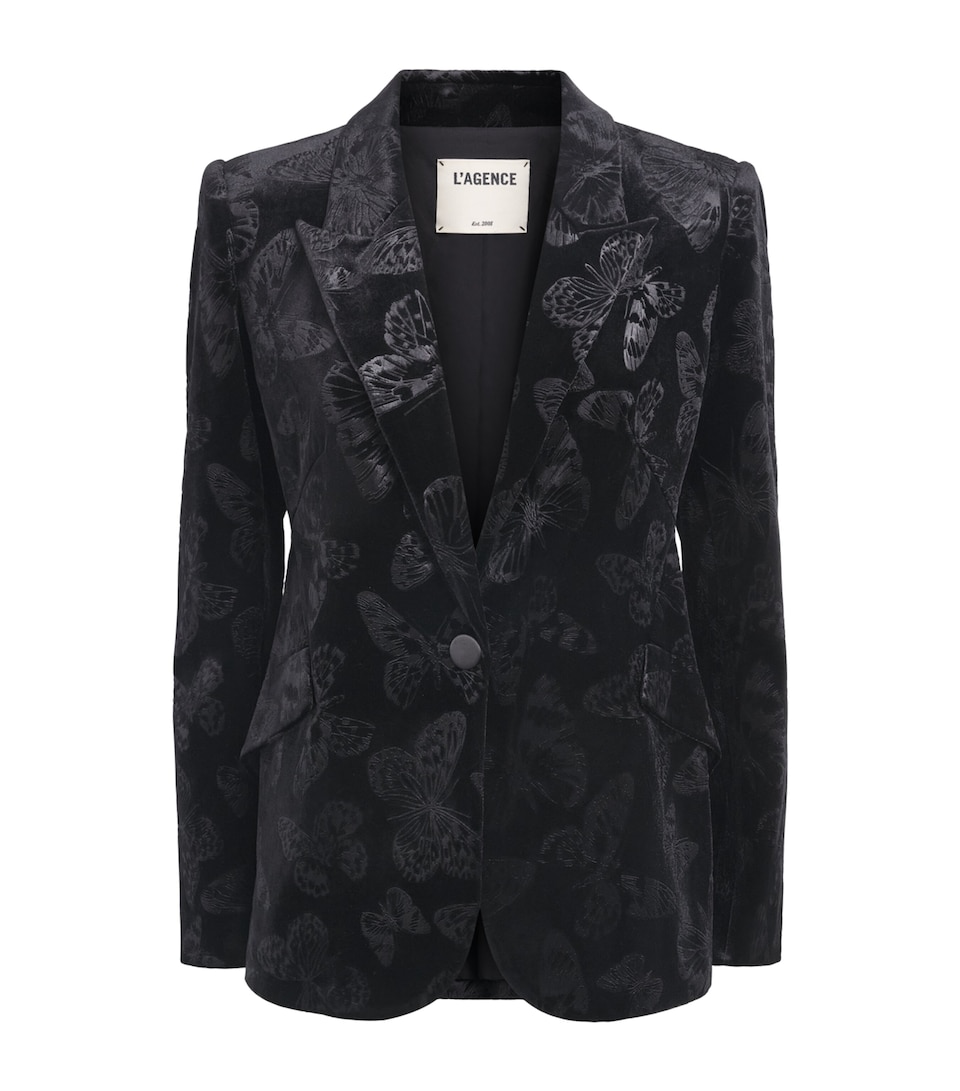 L'Agence Womens Velvet Chamberlain Blazer Black Butterfly Blbu