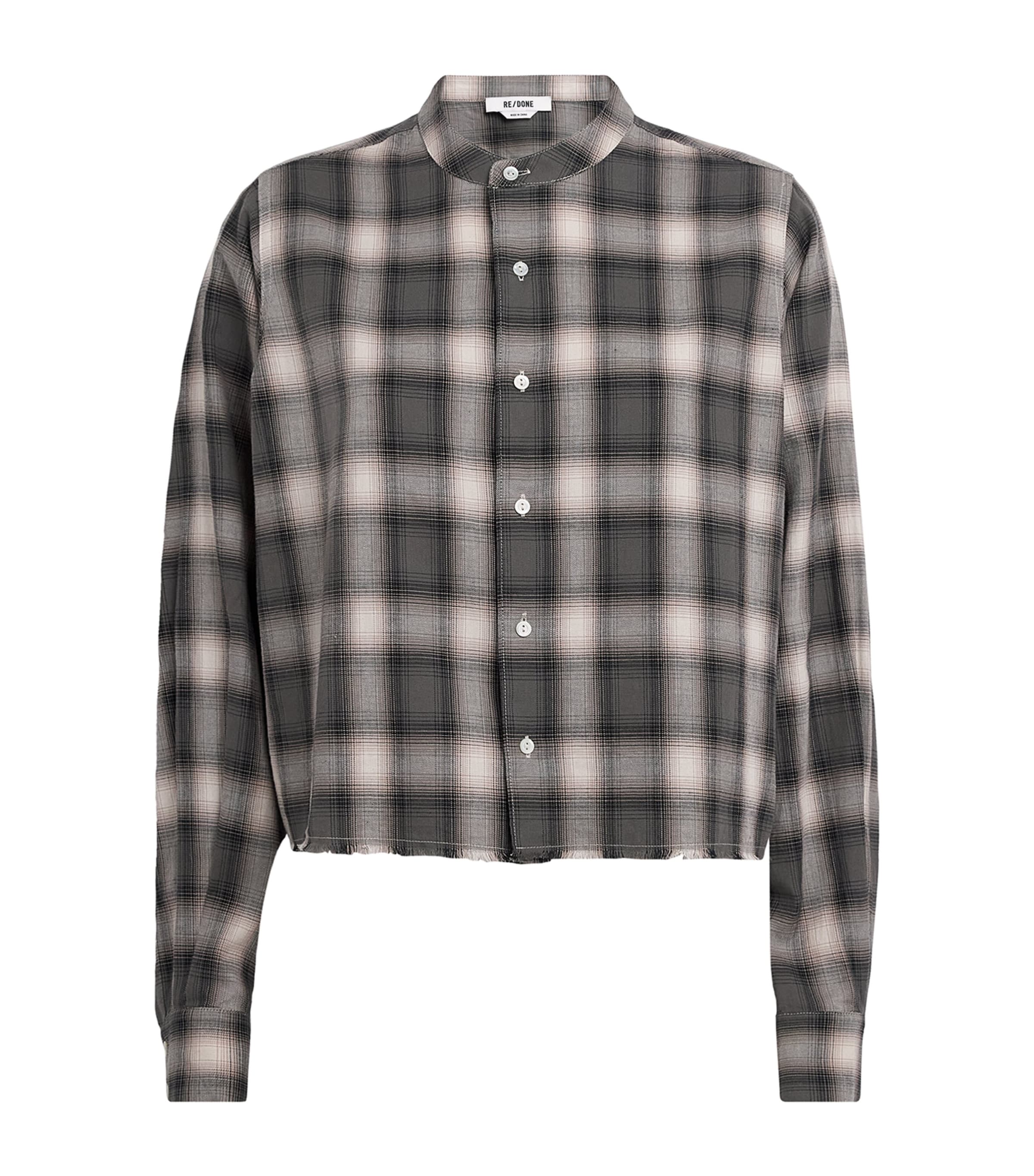 Re-Done Womens Cotton Checked Bianca Shirt Dark Sage Plaid