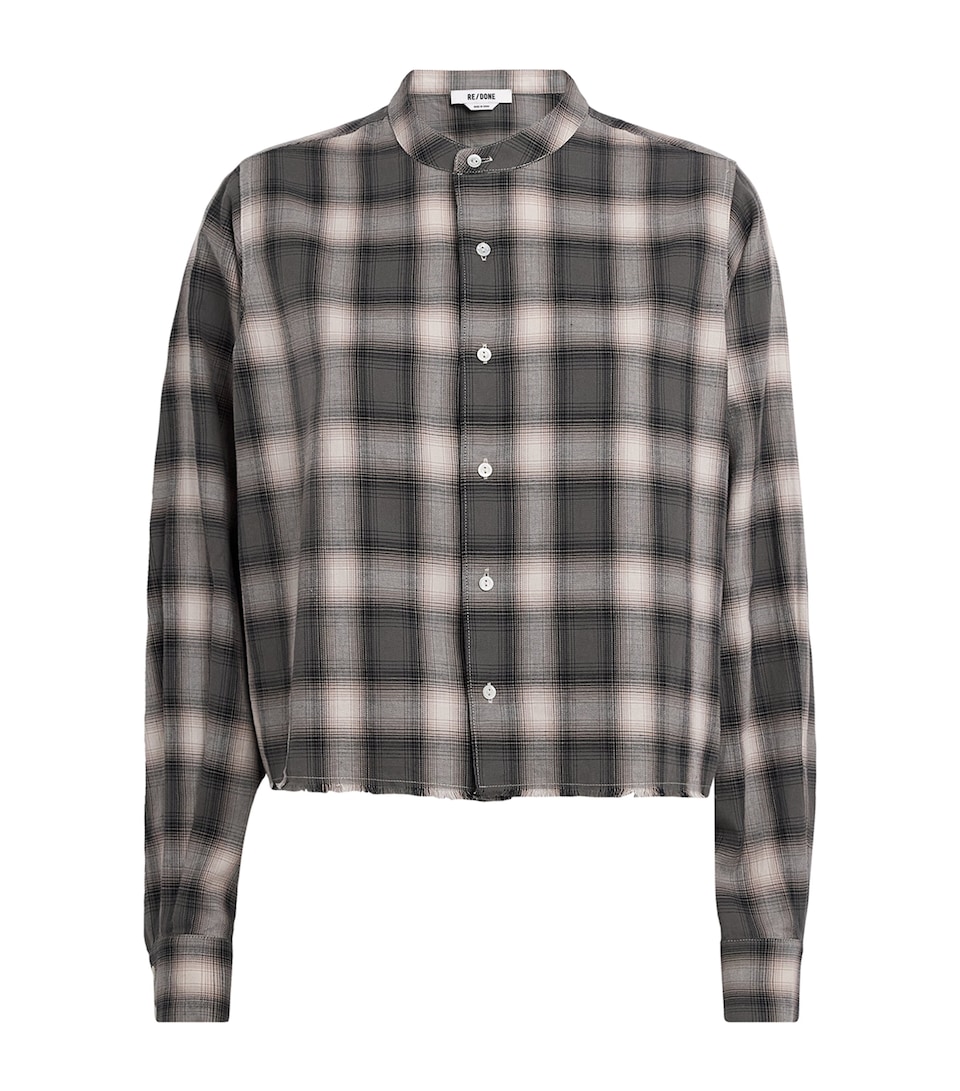Re-Done Womens Cotton Checked Bianca Shirt Dark Sage Plaid