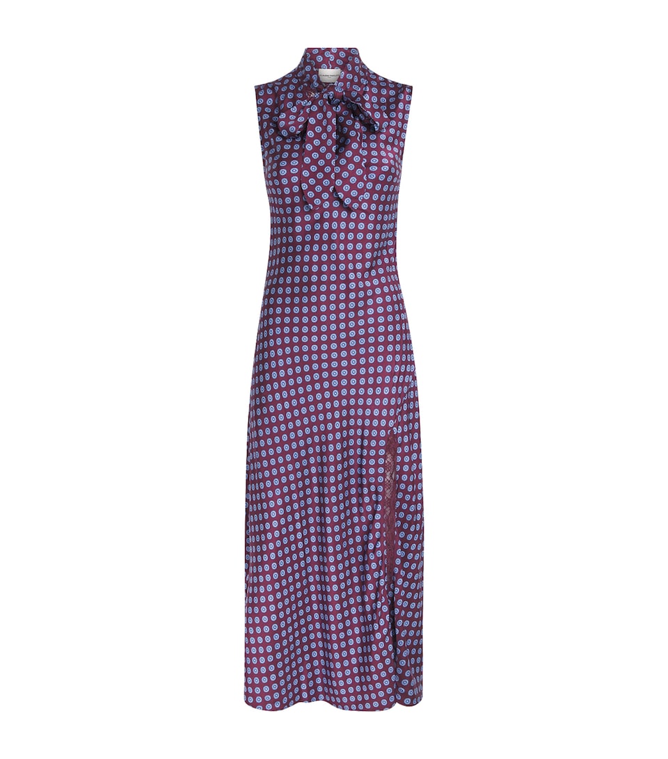 Claudie Pierlot Womens Satin Printed Midi Dress Burgundy Print