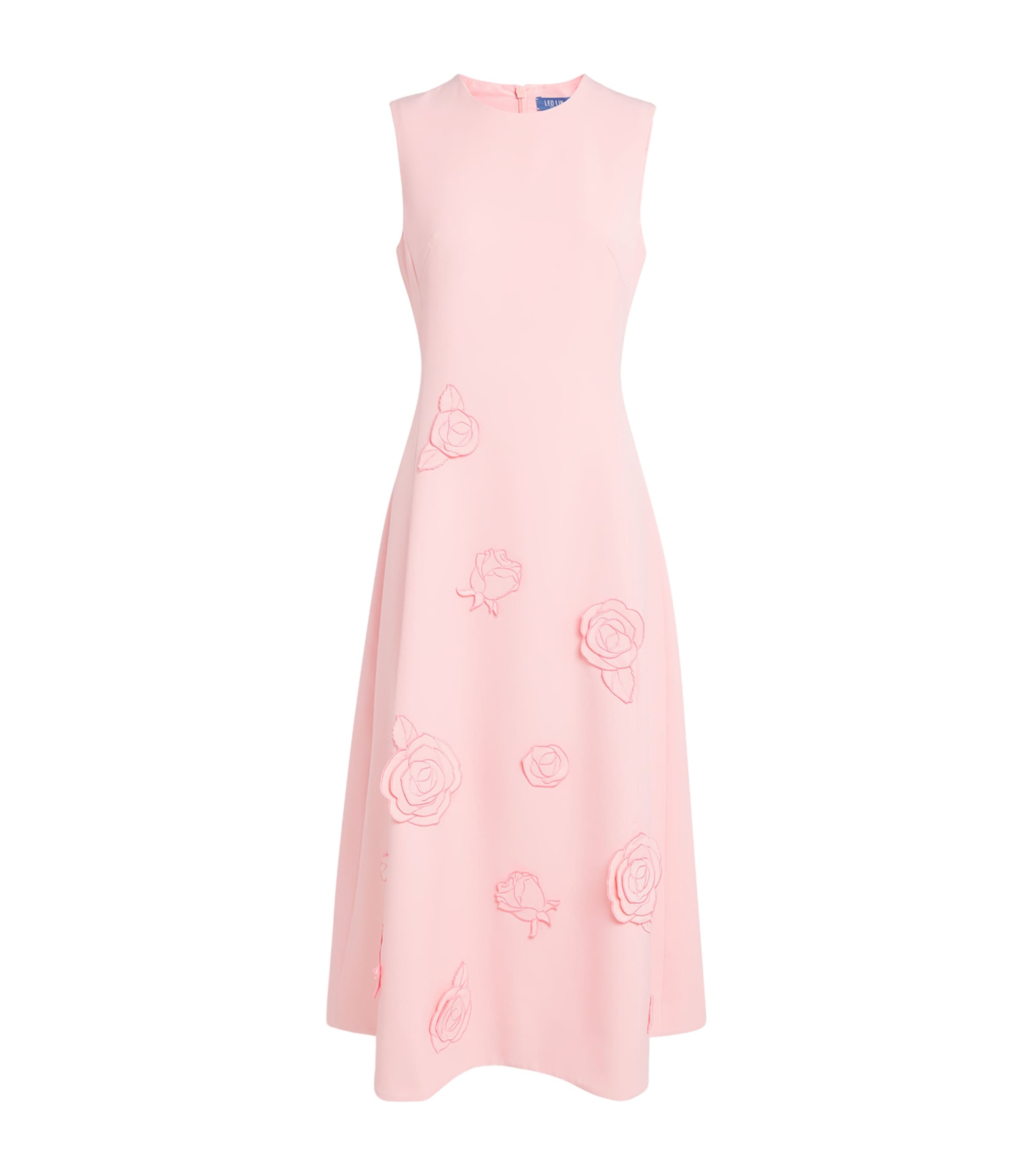 LEO LIN Womens Rose-Detail Cleo Midi Dress Blush Pink
