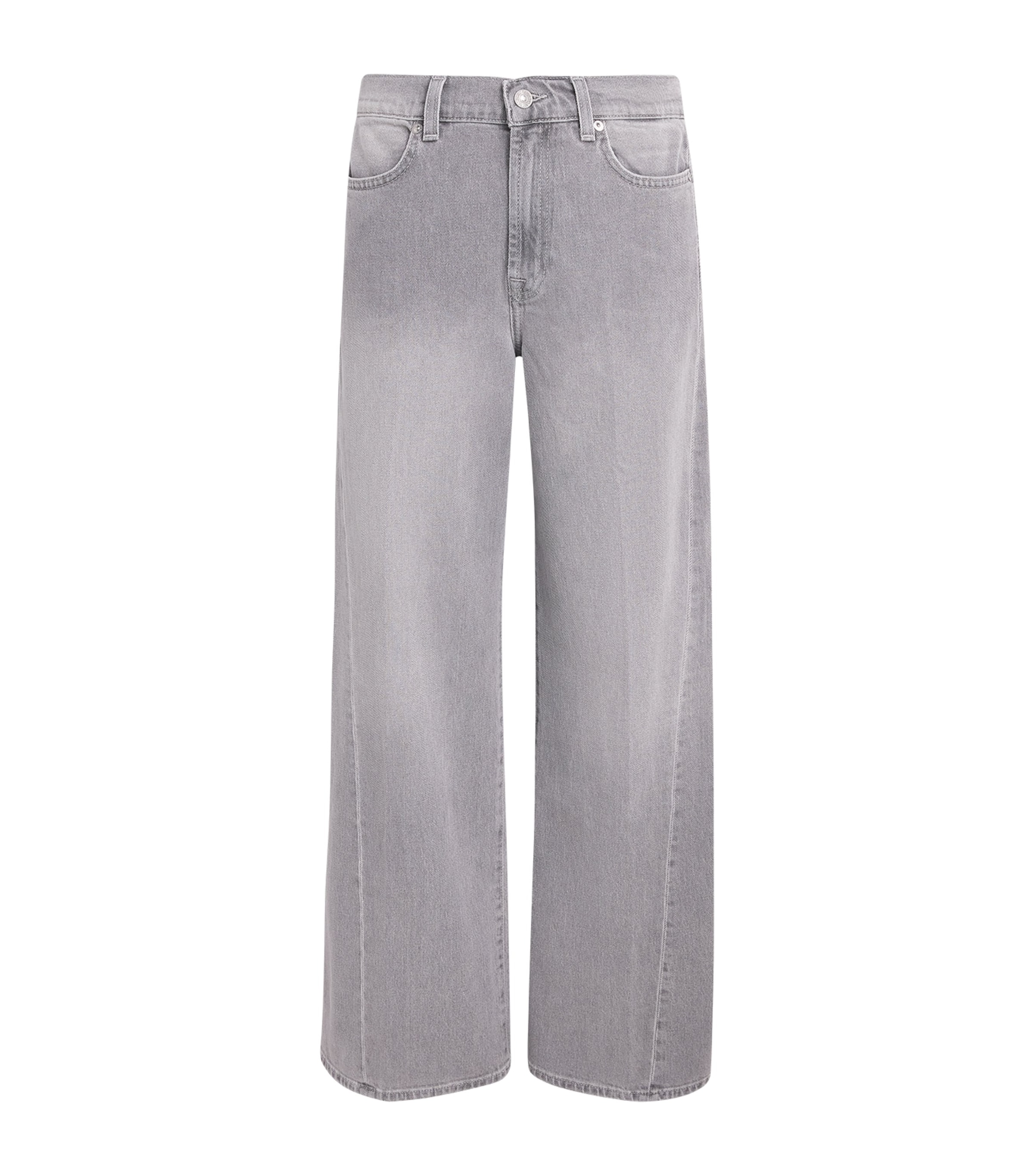 7 For All Mankind Womens Lotta High-Rise Wide-Leg Jeans Metal