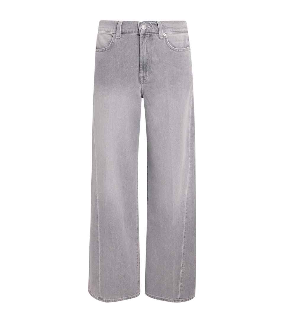 7 For All Mankind Womens Lotta High-Rise Wide-Leg Jeans Metal