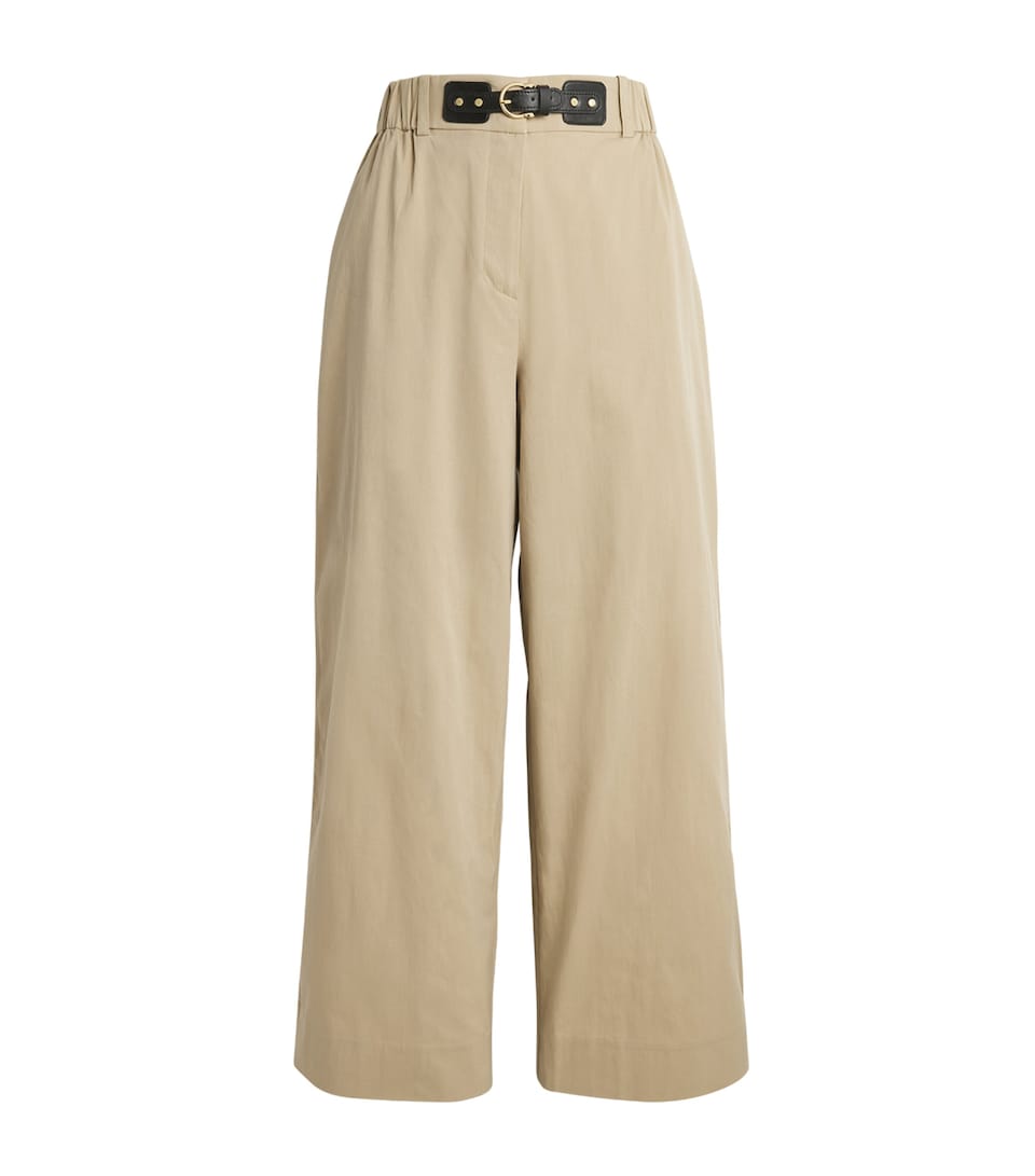 Maje Womens Cotton Gabardine Wide-Leg Trousers Beige Light