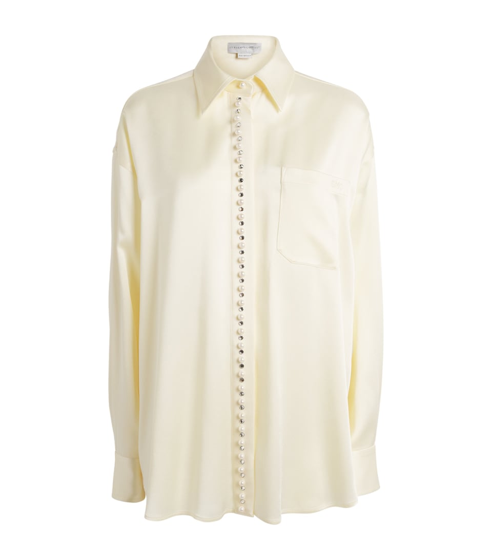 Satin Faux Pearl-Trim Shirt