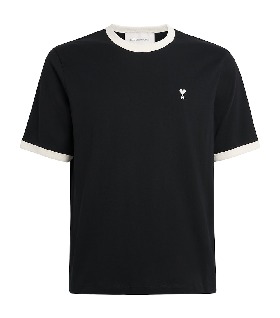 AMI Paris Mens Cotton Ami De Coeur T-Shirt Noir/ivoire