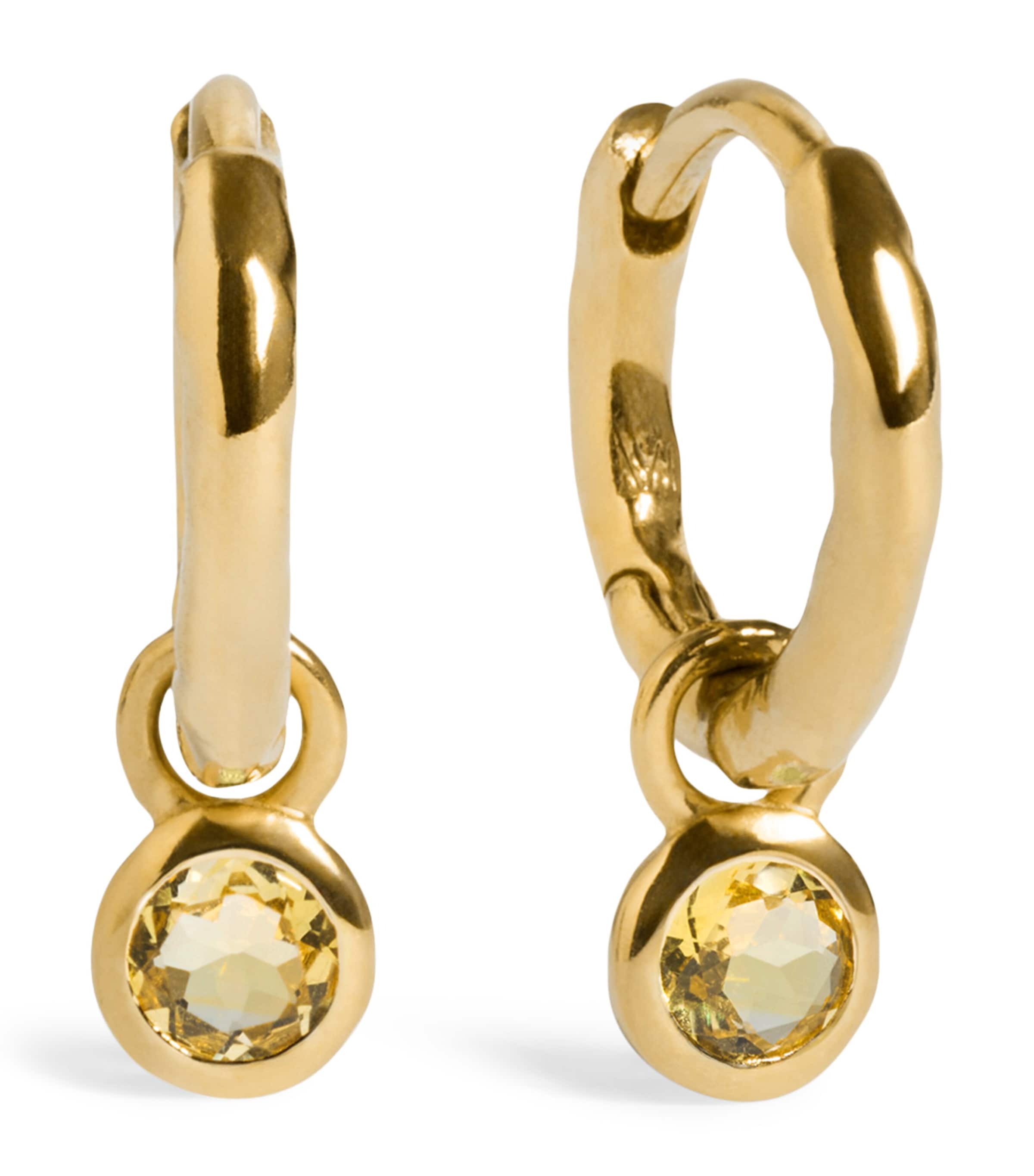 Monica Vinader Gold Vermeil and Citrine November Birthstone Huggie Earrings Orange