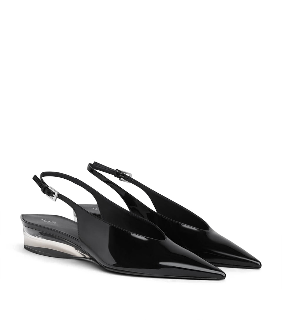 Alaïa Patent Leather Invisible Wedge Slingback Pumps 30 Black