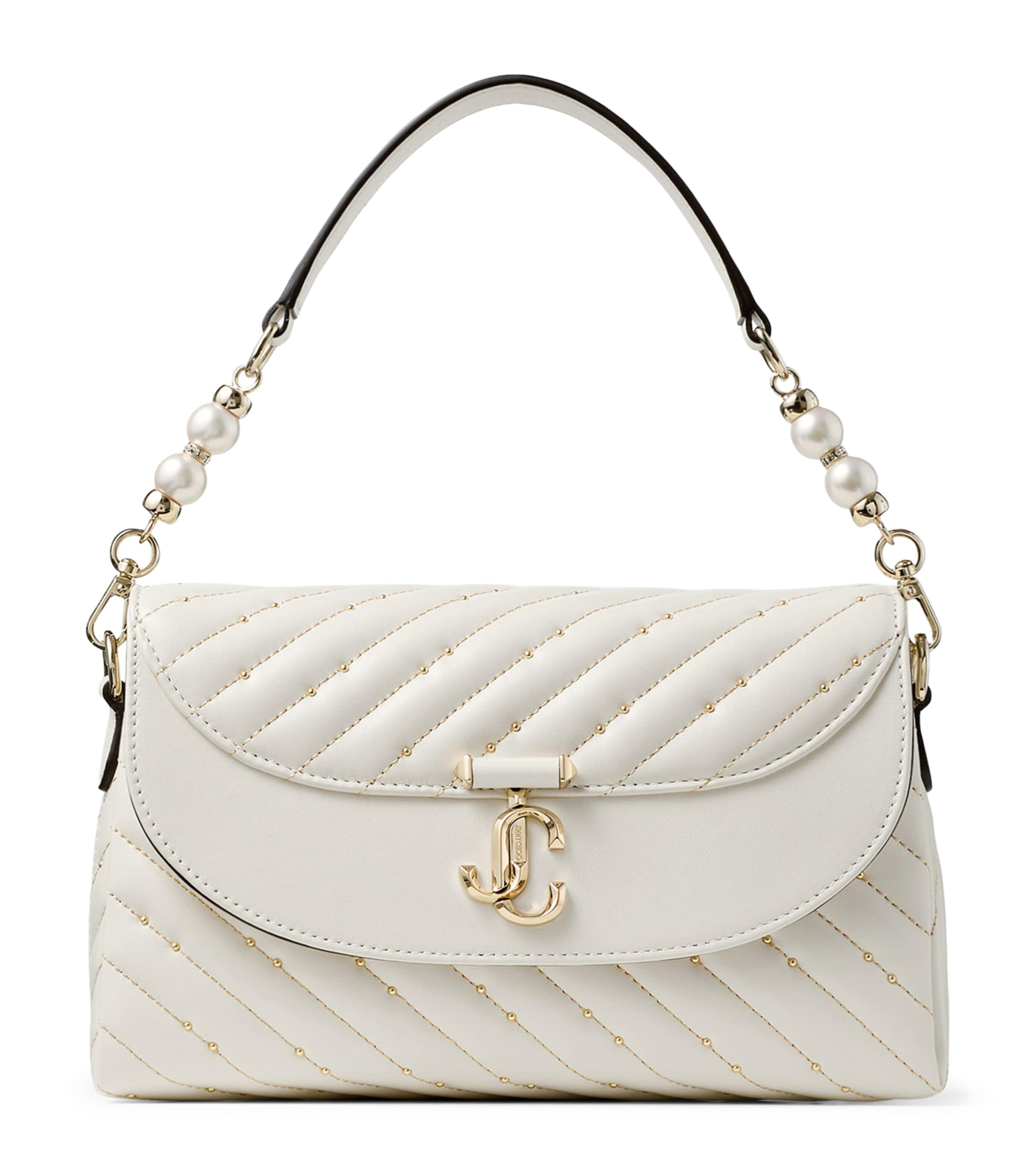Jimmy Choo Leather Curve Top-Handle Bag Latte/shiny Gold